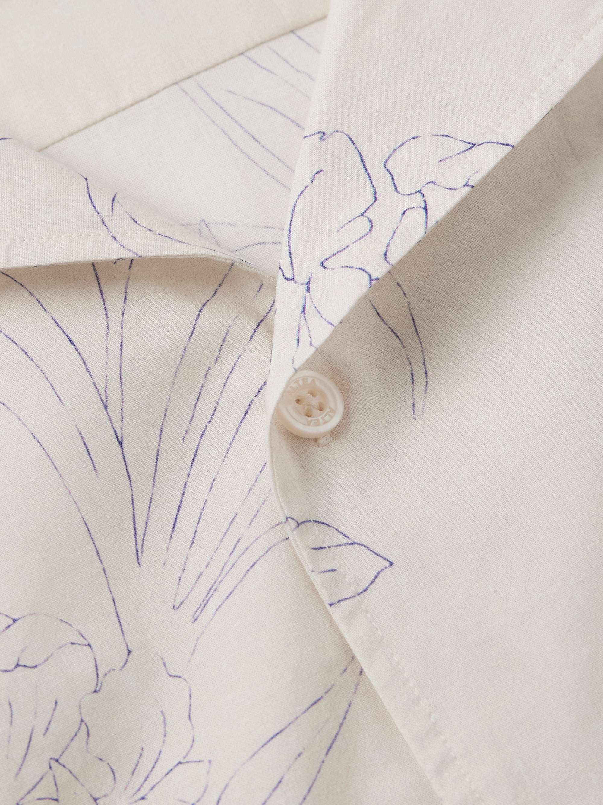 Bart Slim-Fit Convertible-Collar Floral-Print Cotton-Voile Shirt view