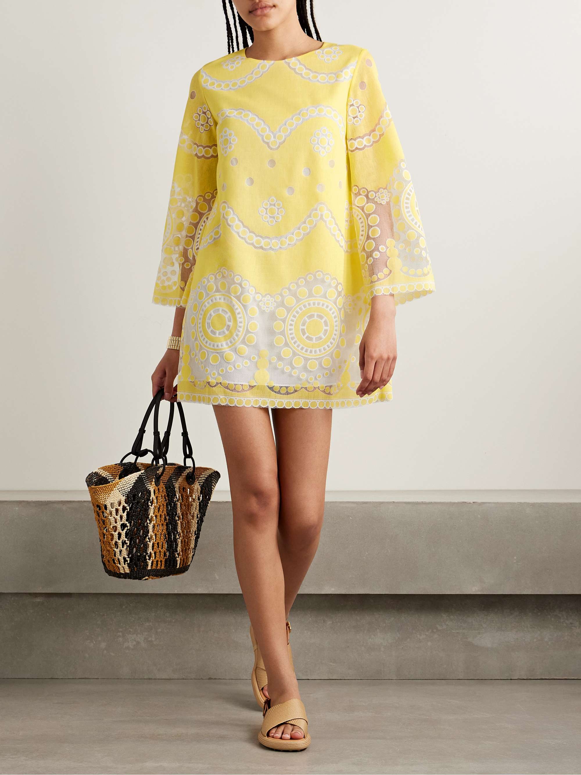 Stevie cotton-blend poplin and guipure lace mini dress view