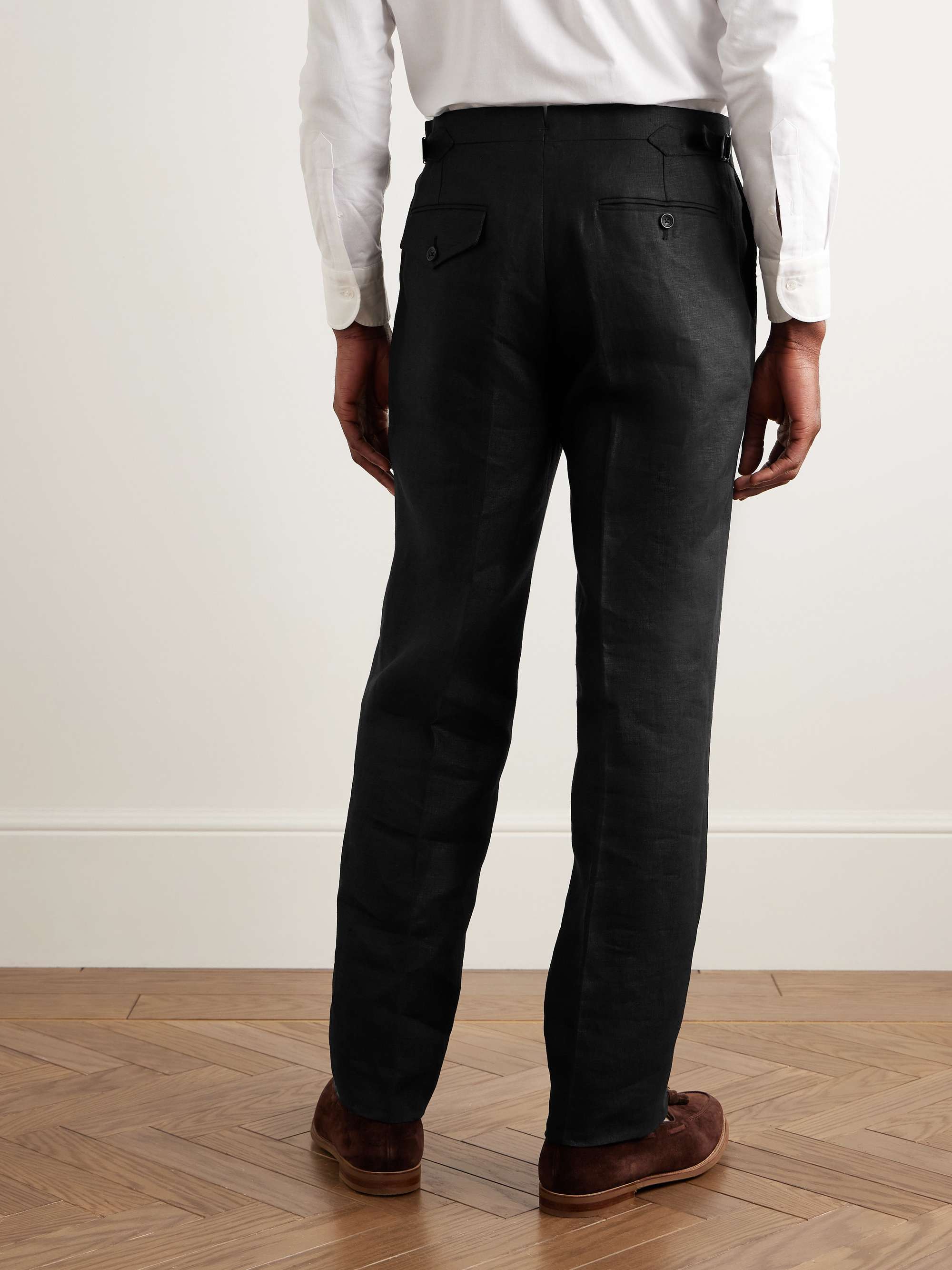 Waverly Slim-Fit Straight-Leg Pleated Linen Suit Trousers view