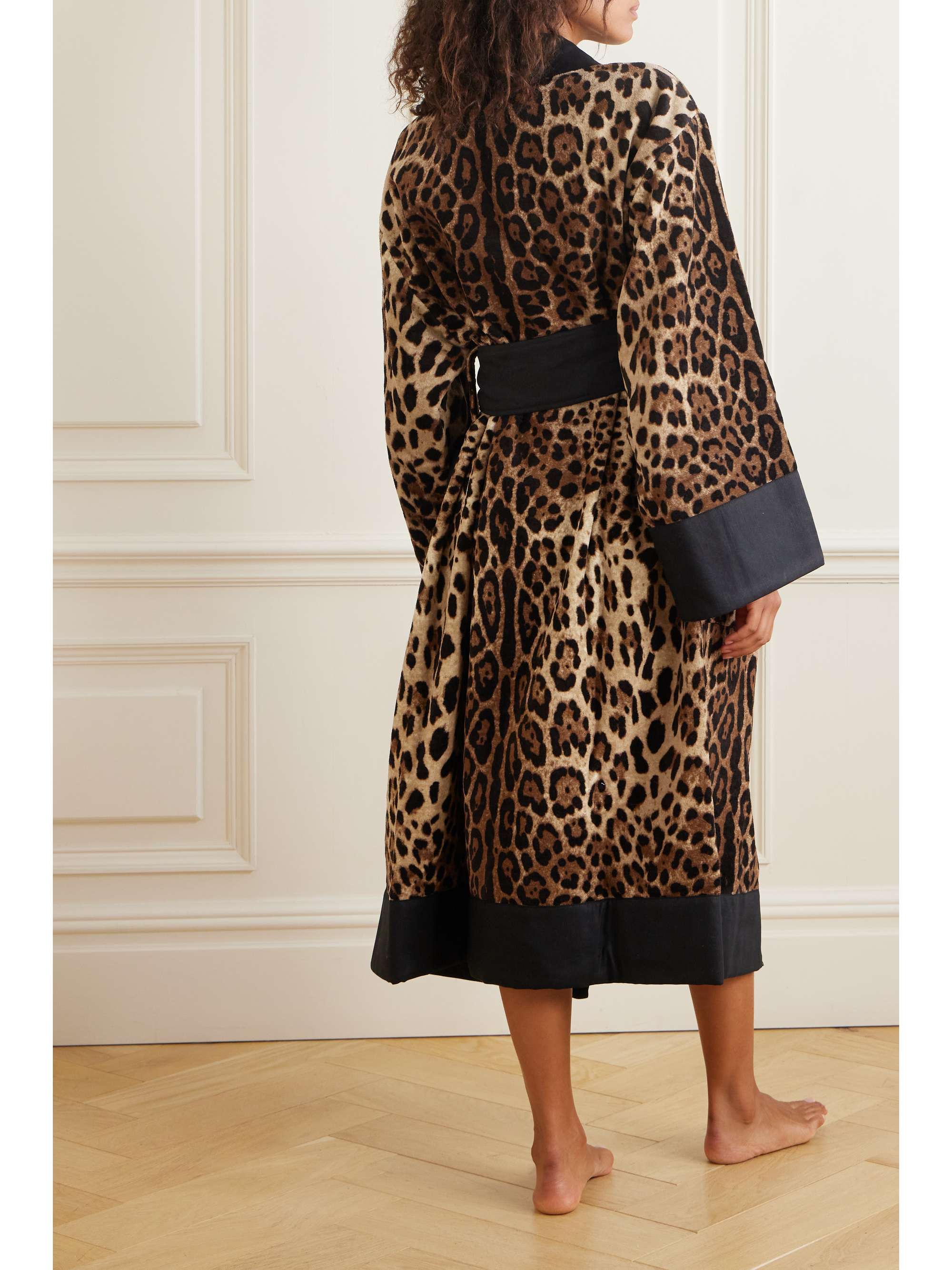 Leopard-print cotton-terry robe view