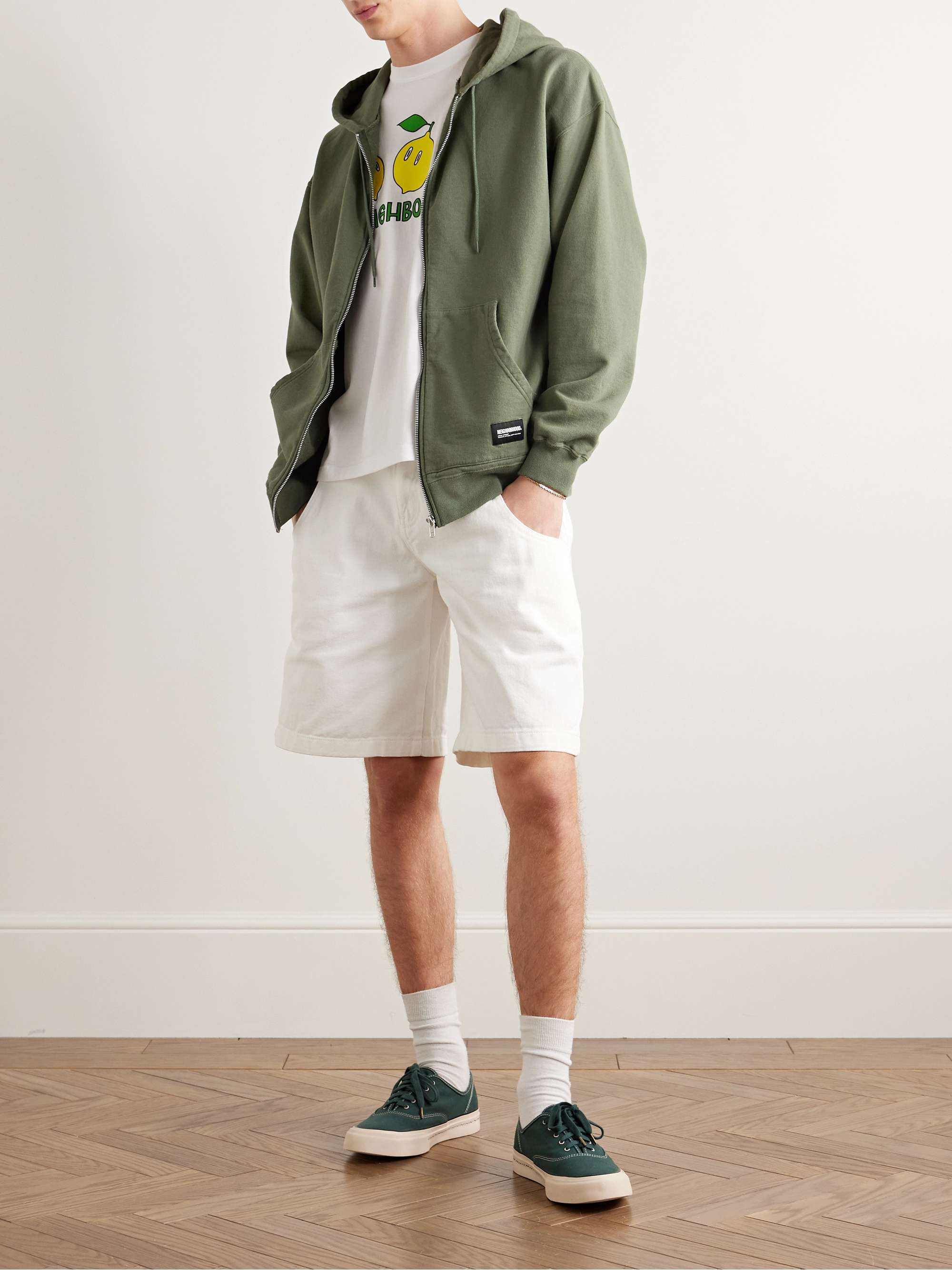 Logo-Appliquéd Printed Cotton-Jersey Zip-Up Hoodie view