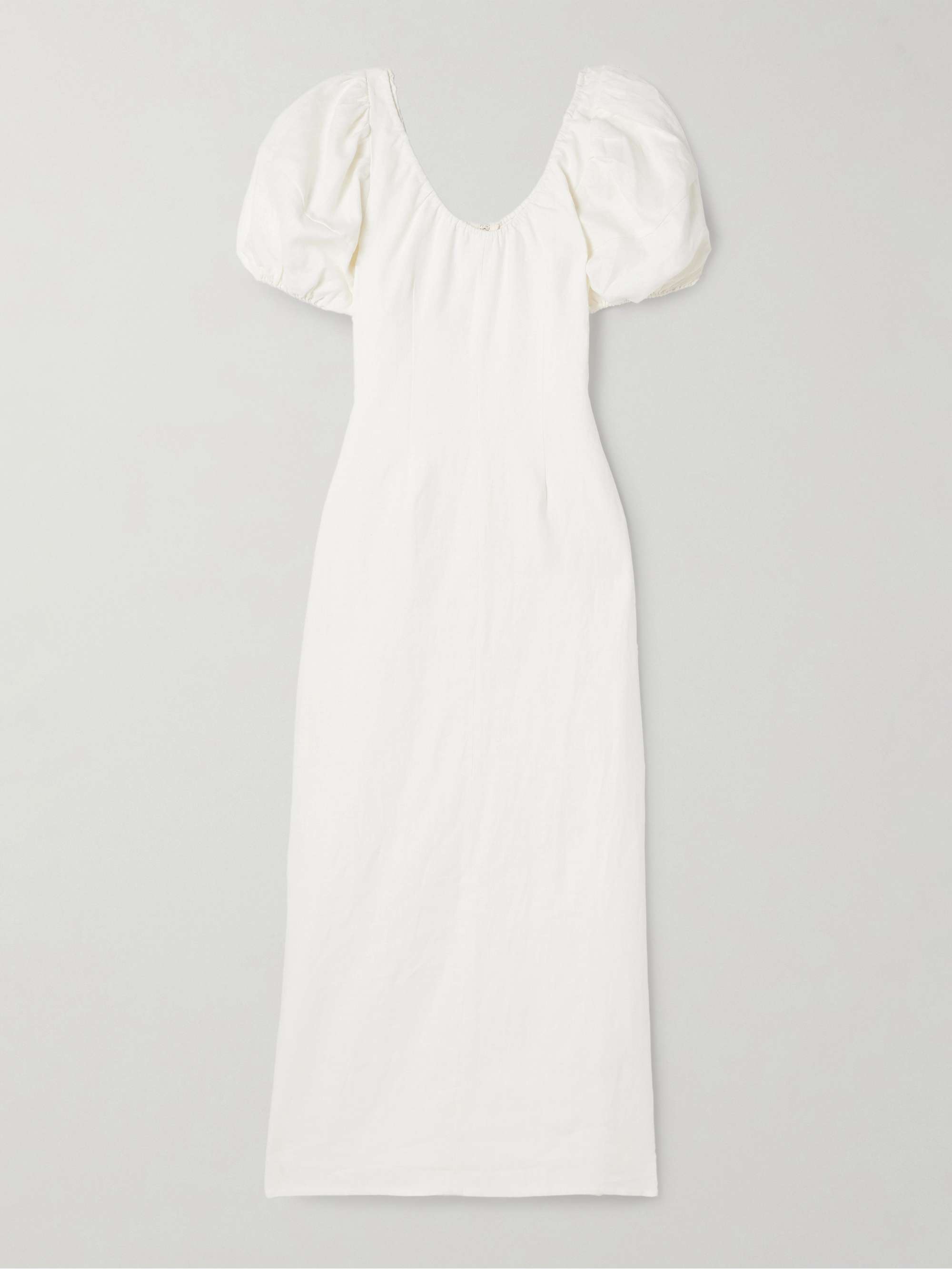 Vence gathered linen midi dress hero visual