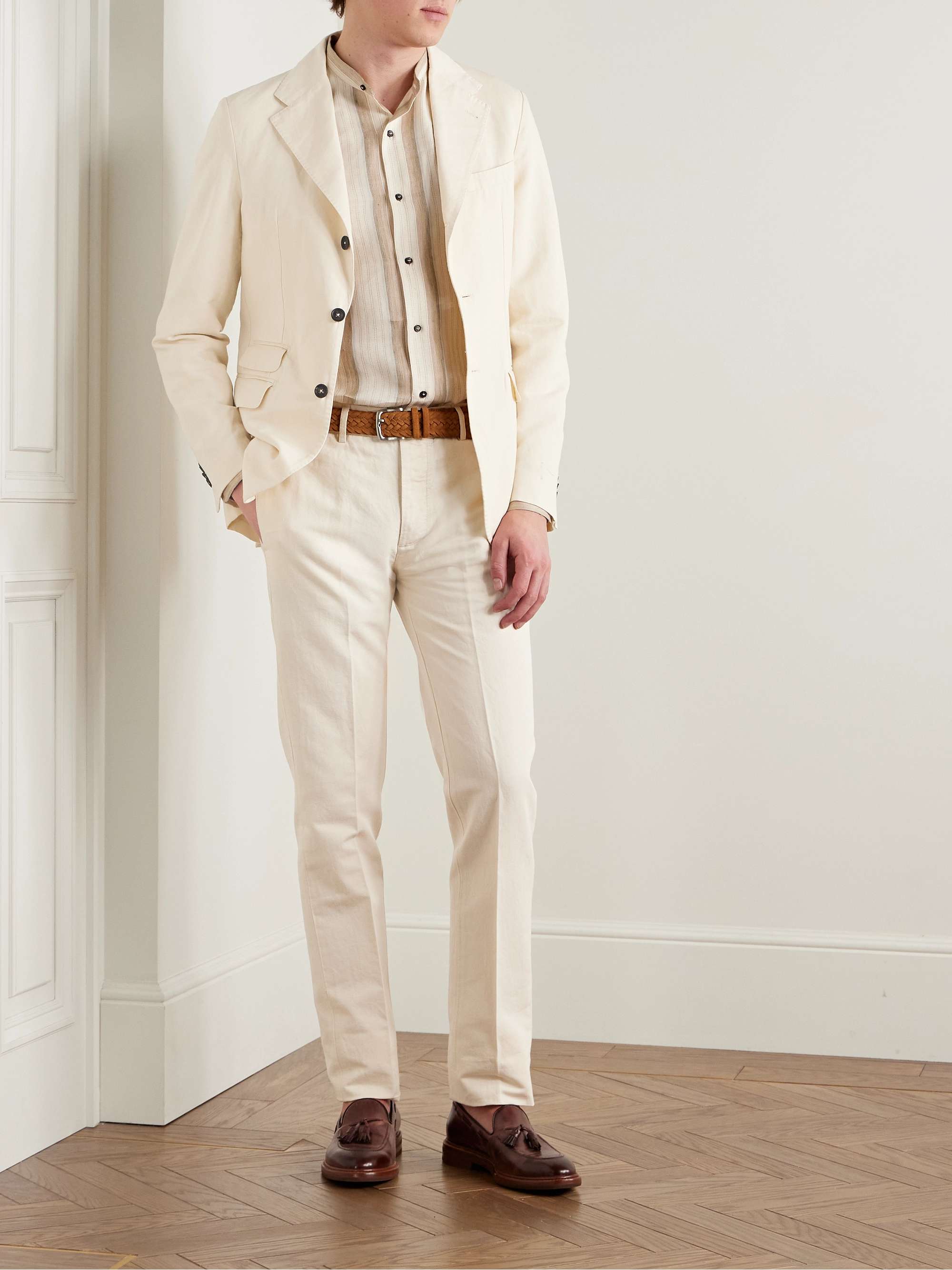 Mauko Slim-Fit Straight-Leg Cotton and Linen-Blend Twill Suit Trousers view