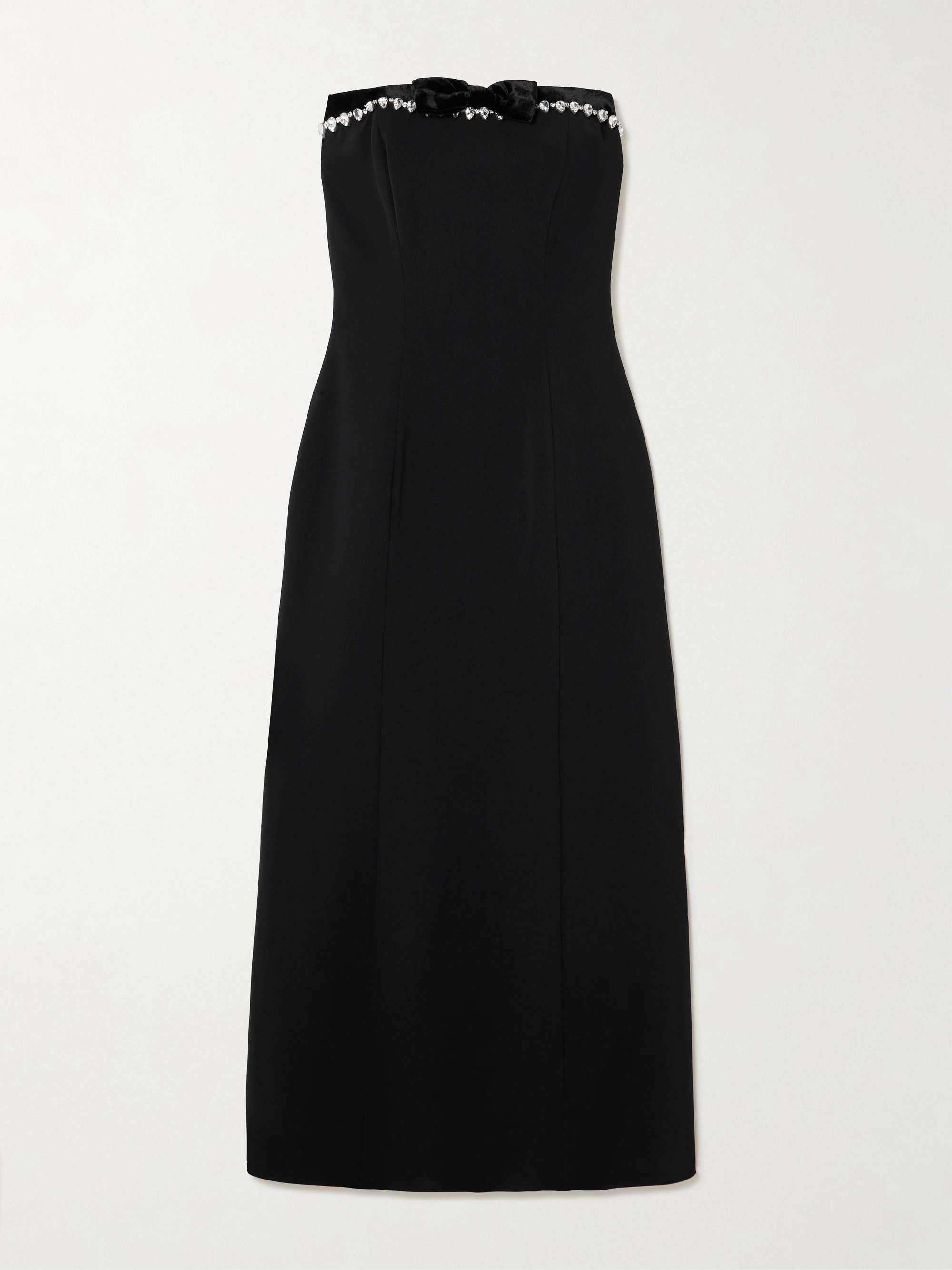 Strapless embellished velvet-trimmed cady midi dress hero visual