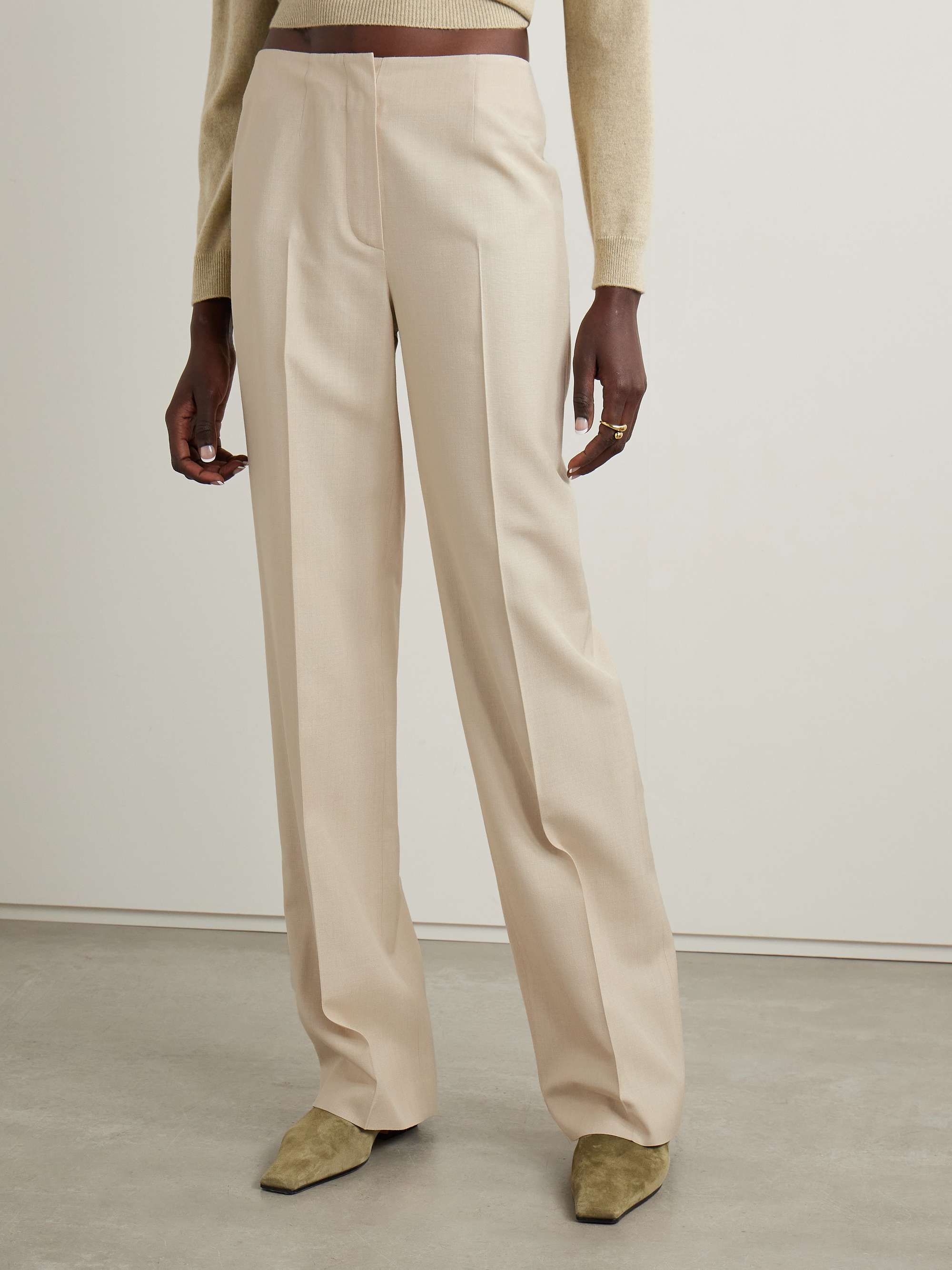 Silk-dupioni straight-leg pants view