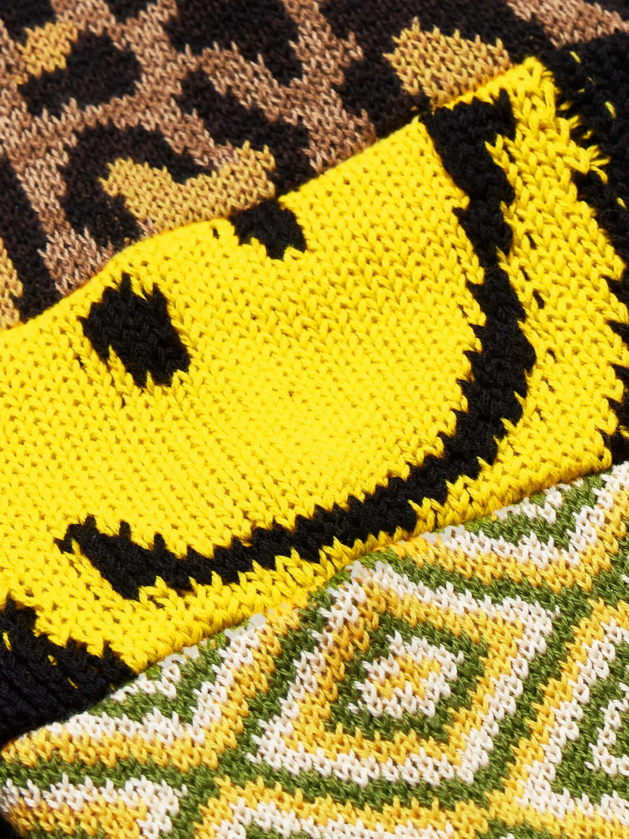 Distressed Patchwork Jacquard-Knit Sweater view