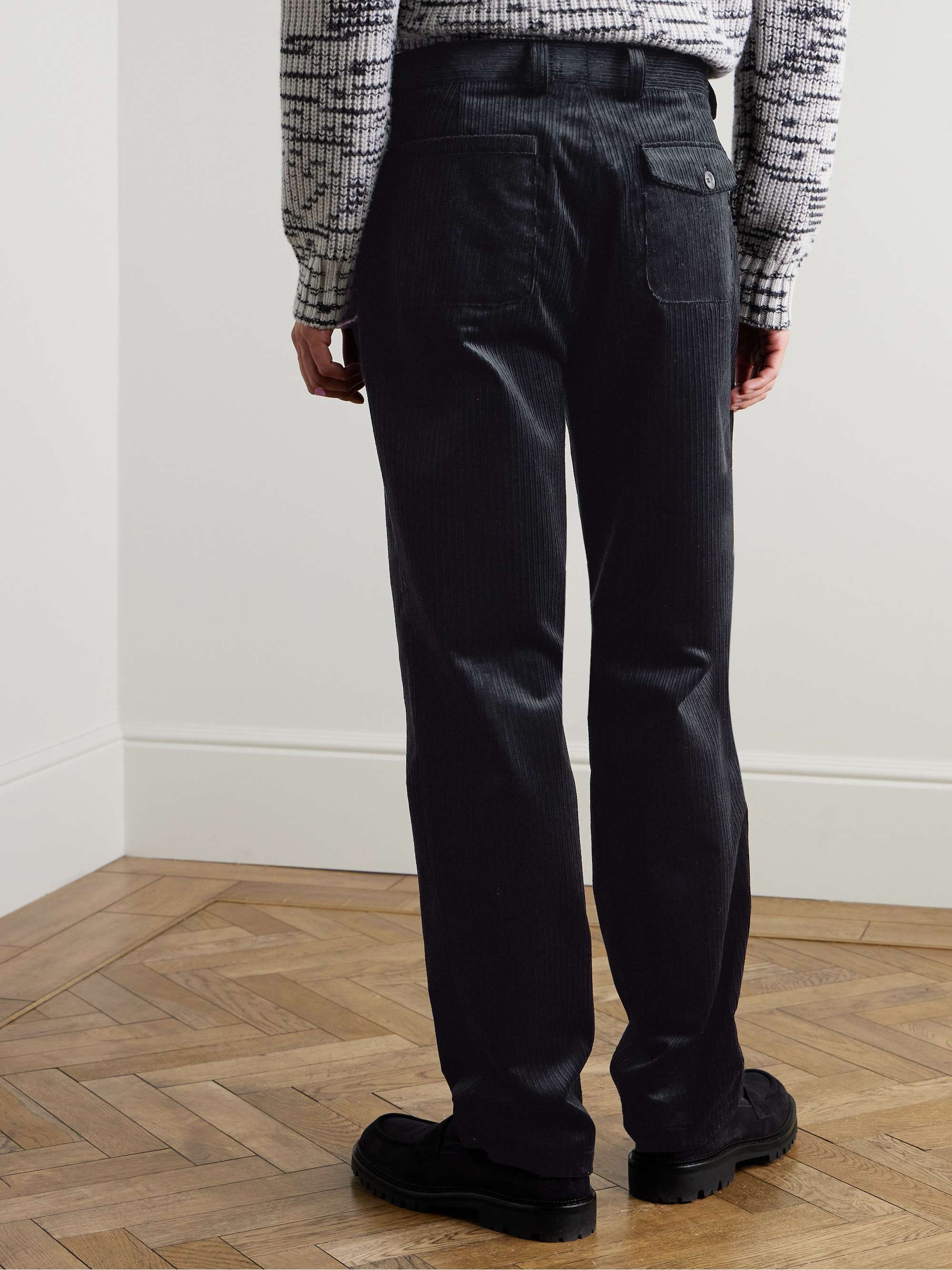 Morton Straight-Leg Pleated Cotton-Corduroy Trousers view