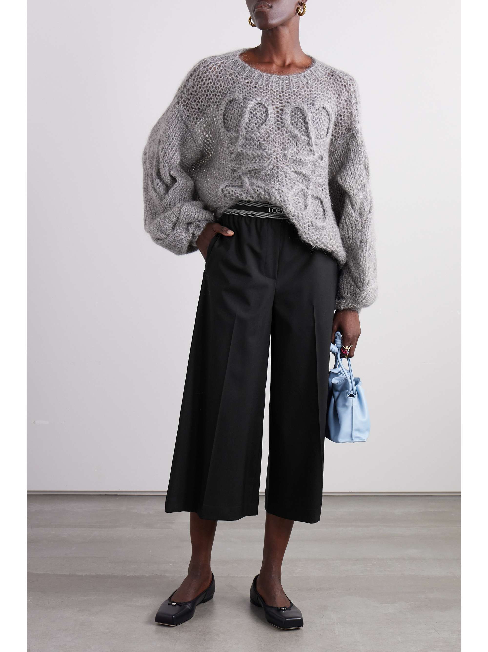 Jacquard-trimmed wool culottes view