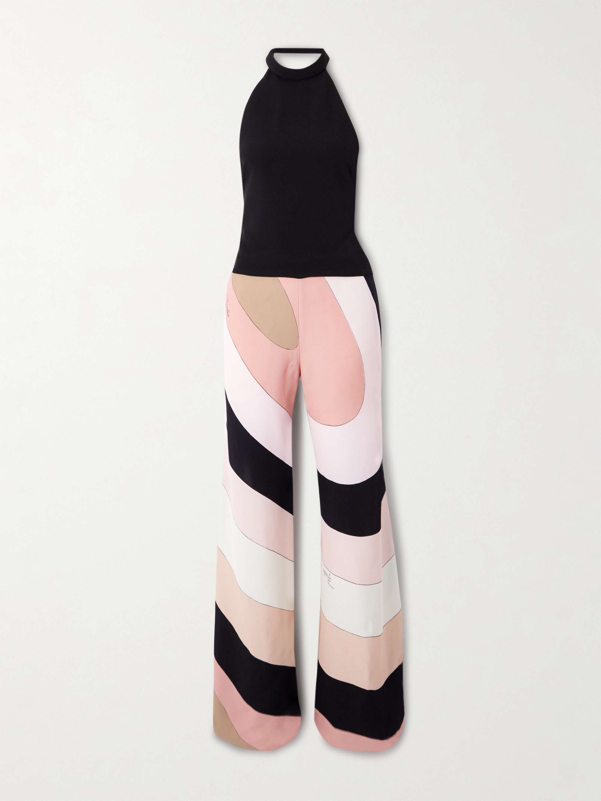 Printed cady halterneck jumpsuit hero visual