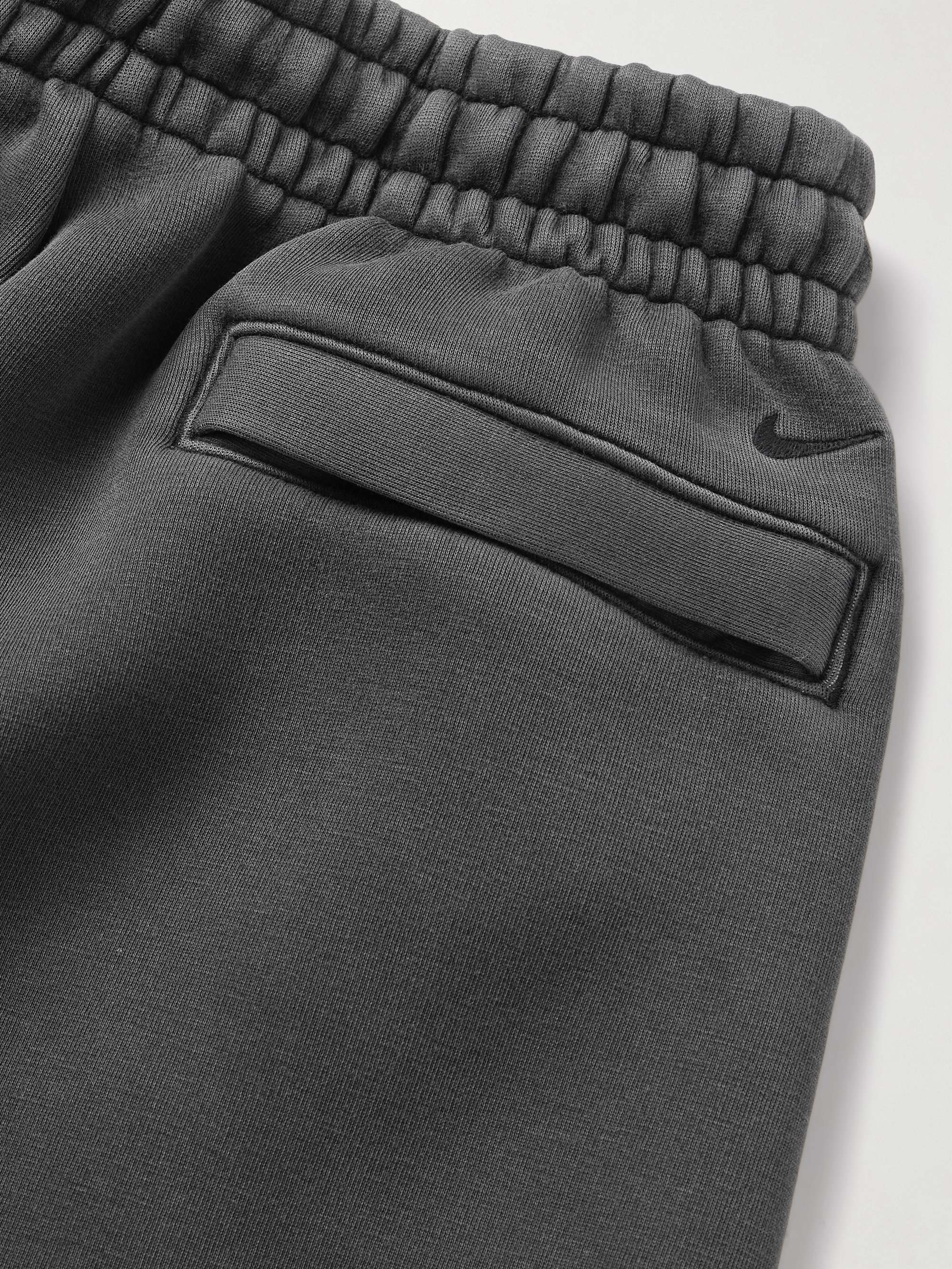 Wide-Leg Garment-Dyed Tech-Fleece Drawstring Shorts view