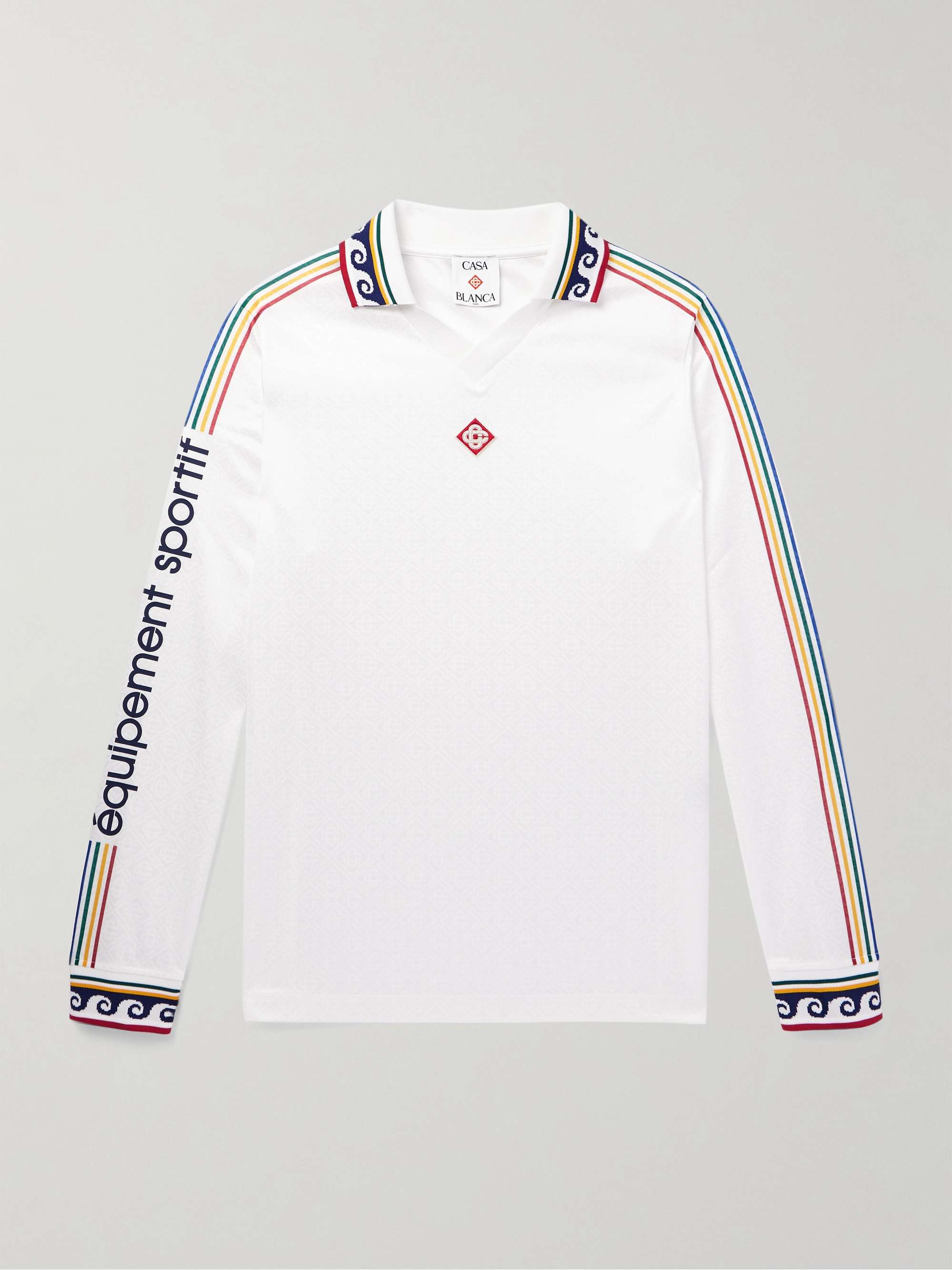 Jacquard-Trimmed Logo-Appliquéd Printed Jersey Polo Shirt hero visual