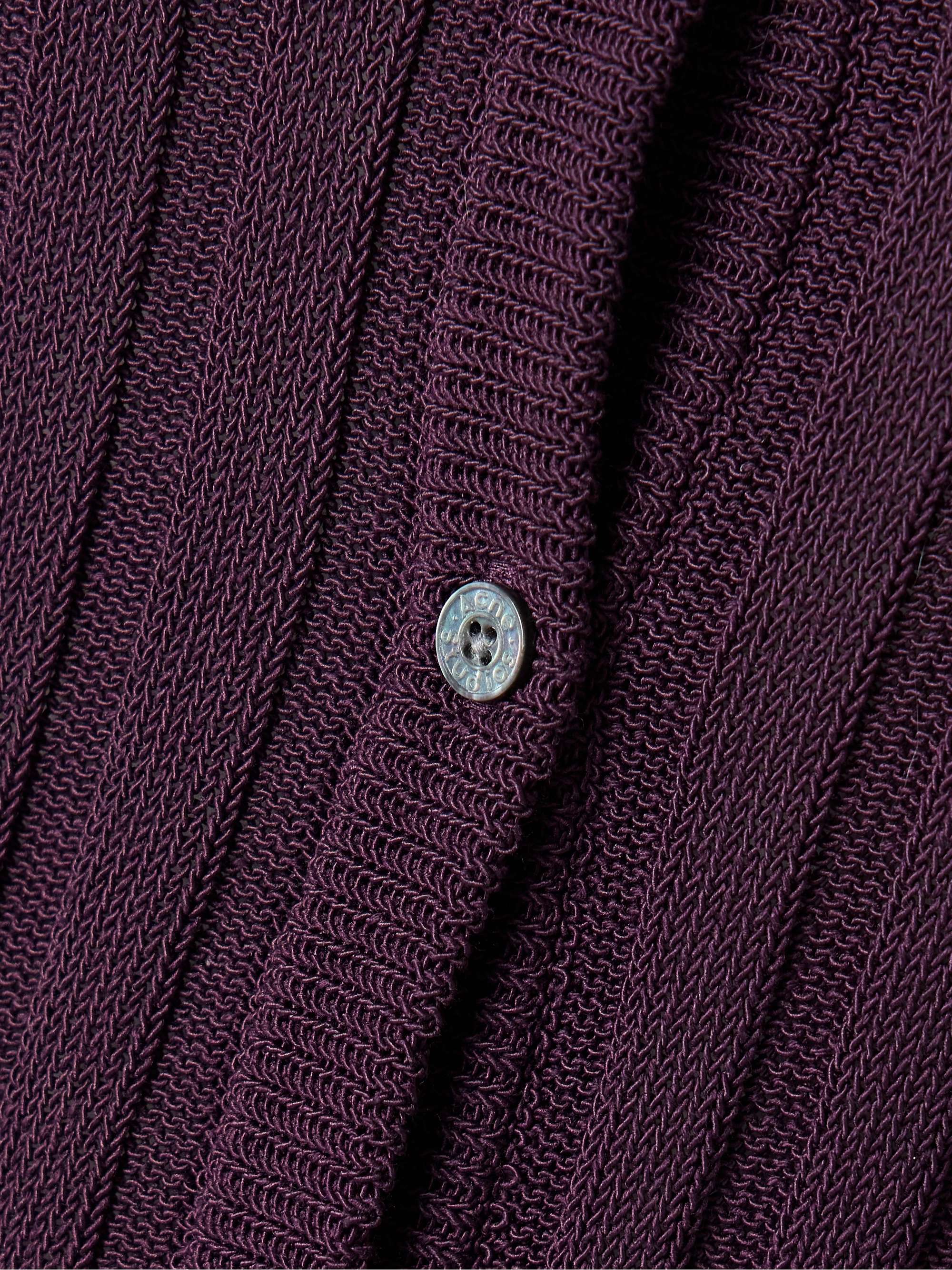 Distressed ribbed organic cotton-blend cardigan view