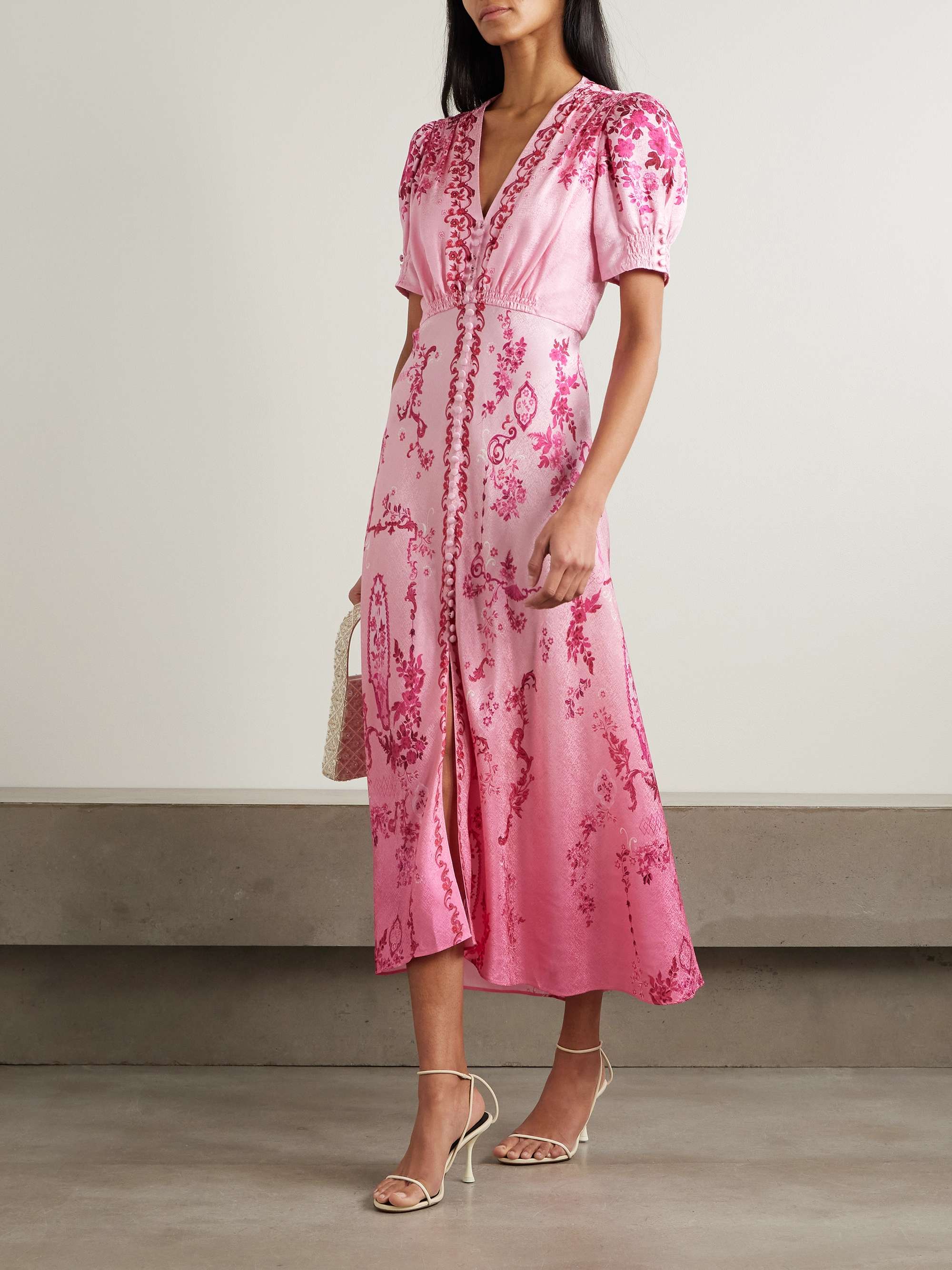 Lea printed silk-satin midi dress view
