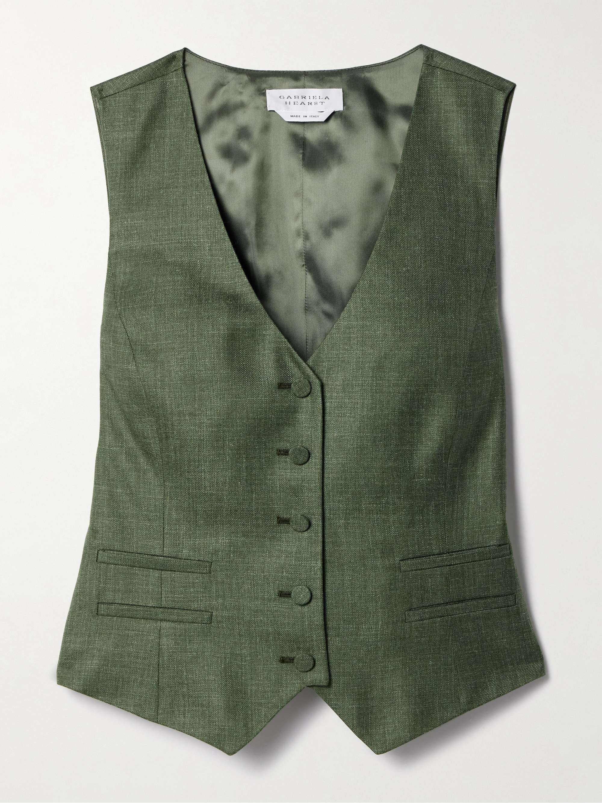 Coleridge wool, silk and linen-blend twill vest hero visual