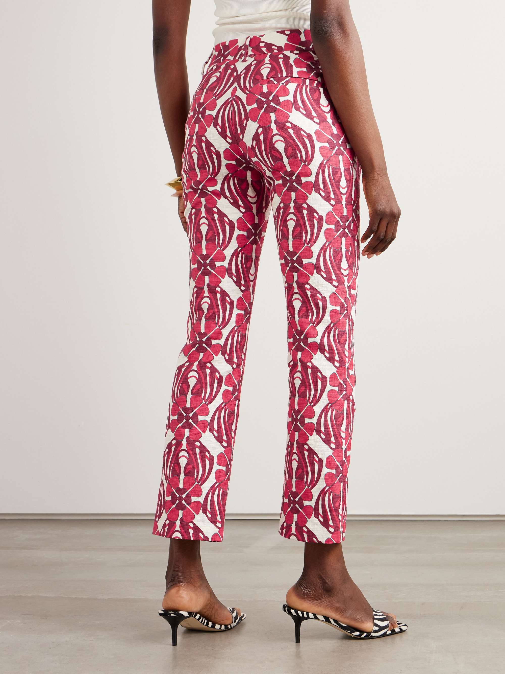 247cropped printed stretch-cotton tweed flared pants view