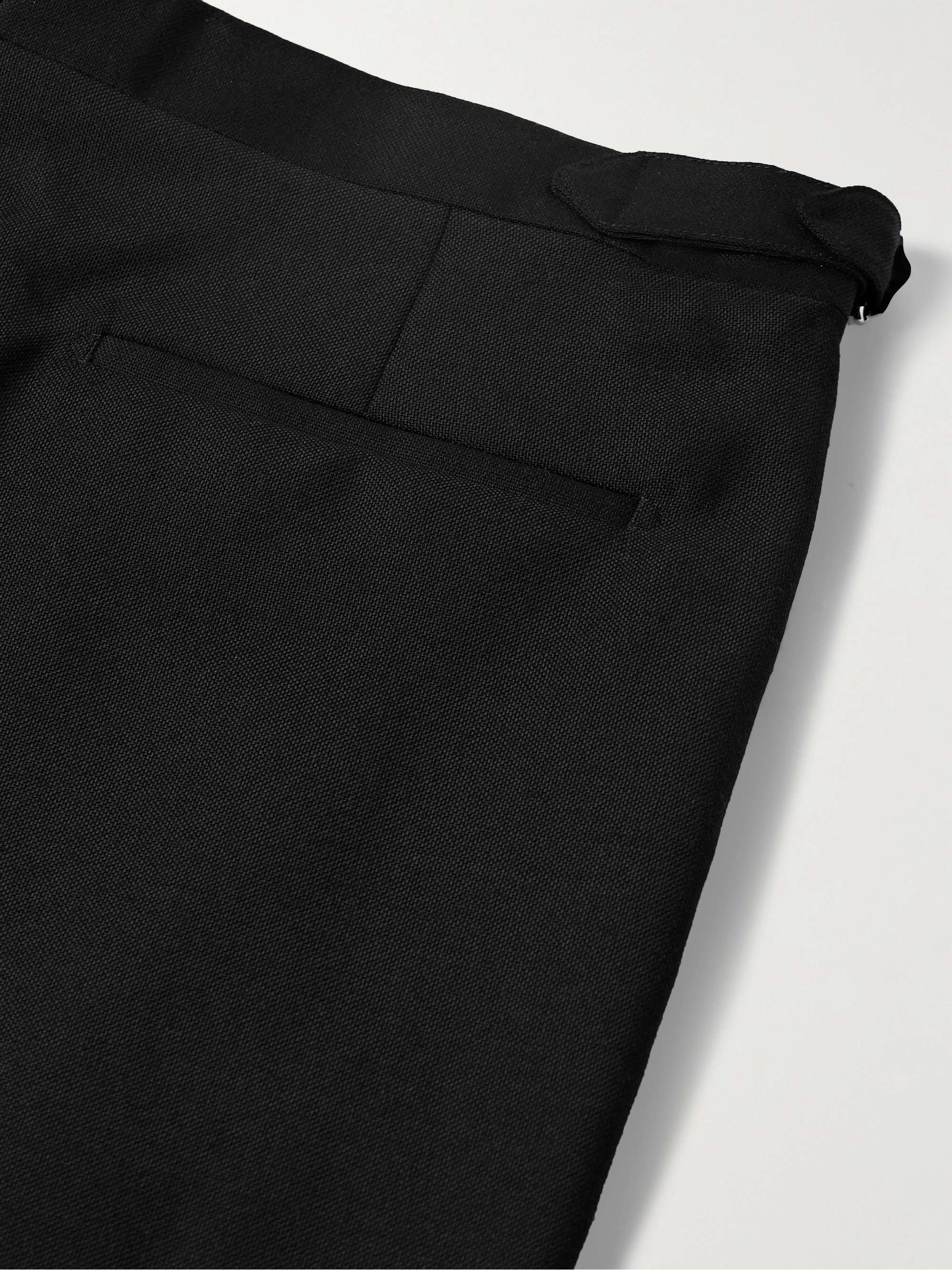 Slim-Fit Straight-Leg Grain de Poudre Wool Tuxedo Trousers view