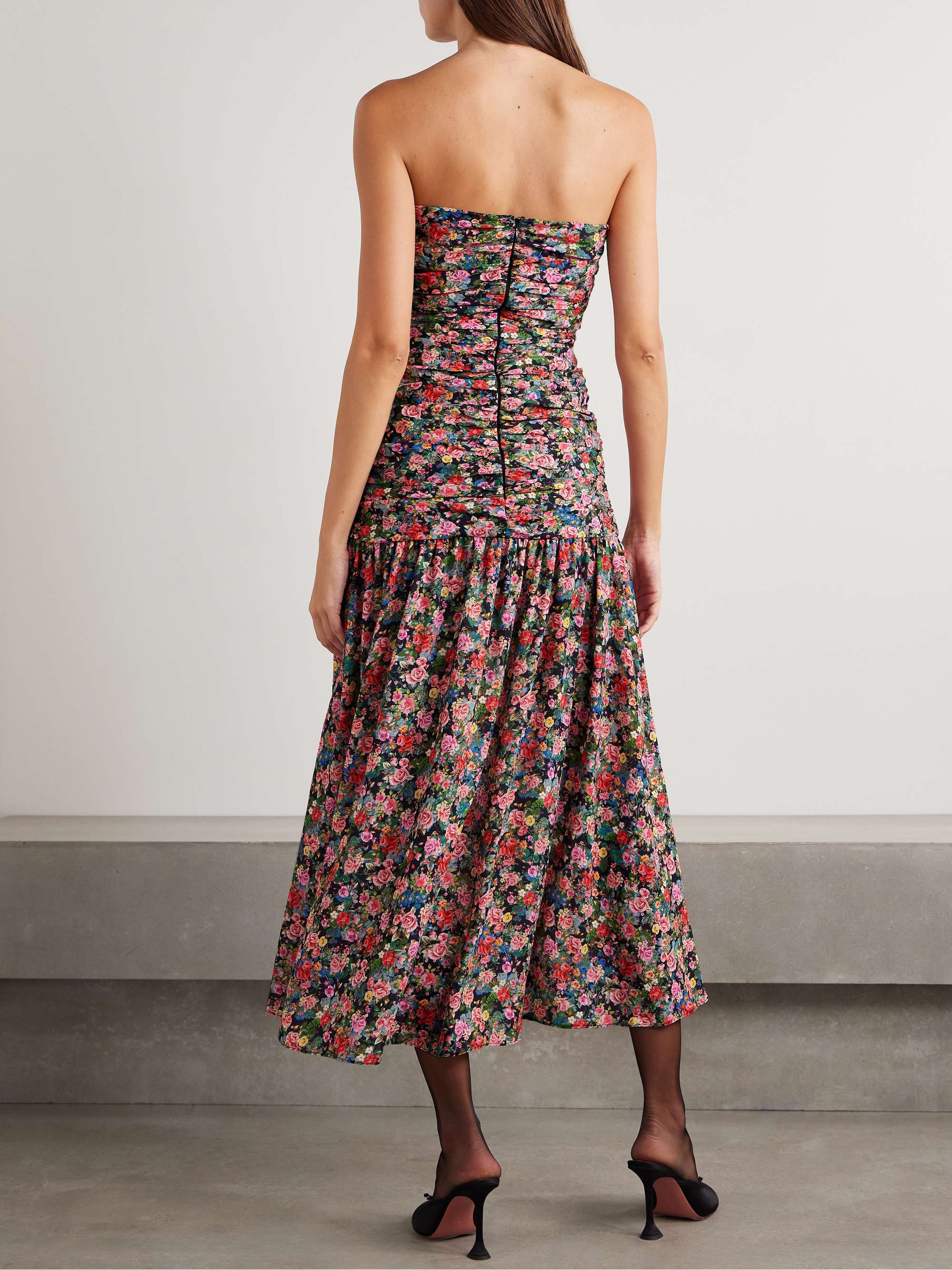 Viola lace-trimmed floral-print chiffon midi dress view