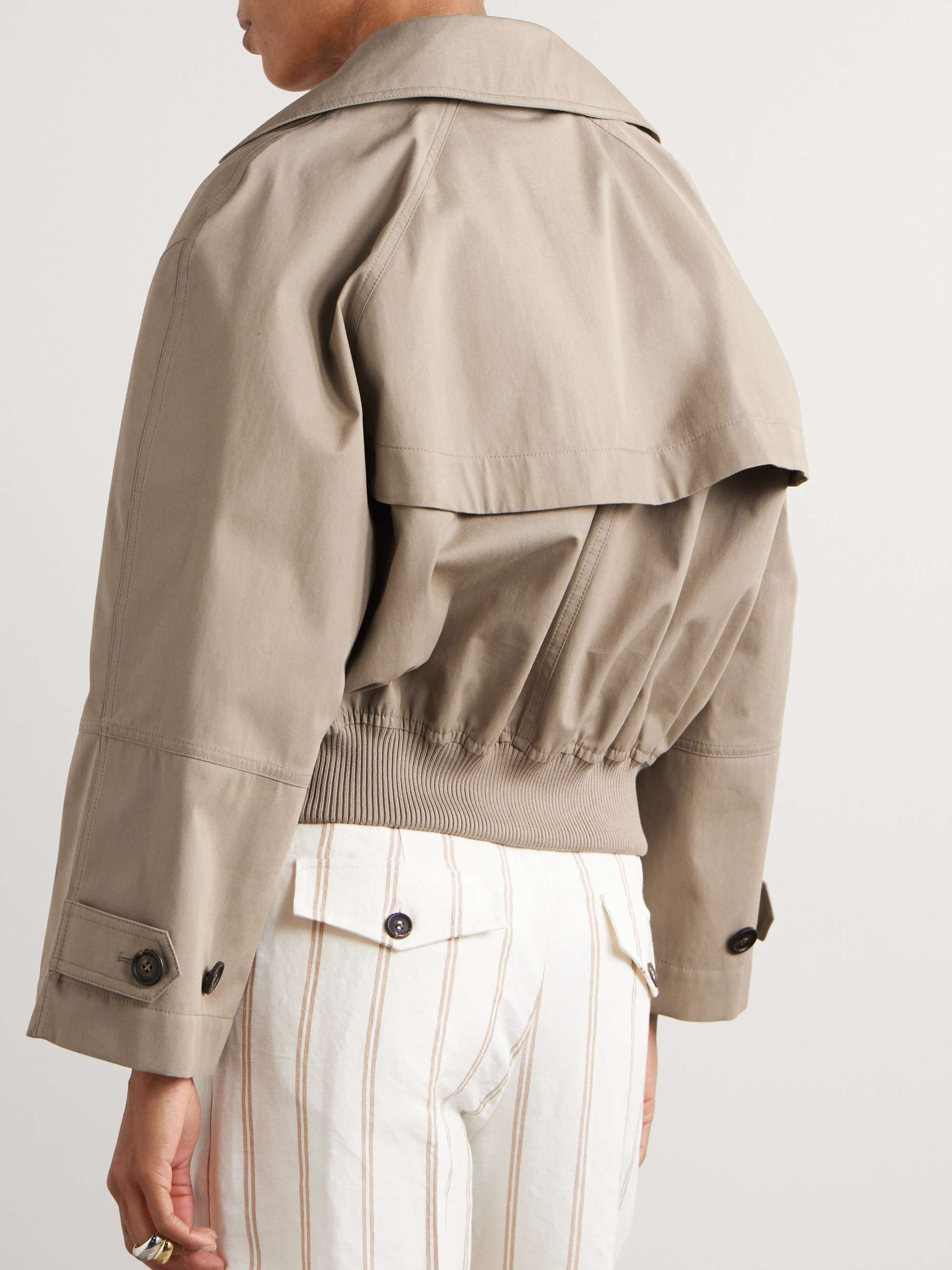 Double-breasted cropped cotton-blend gabardine trench coat view