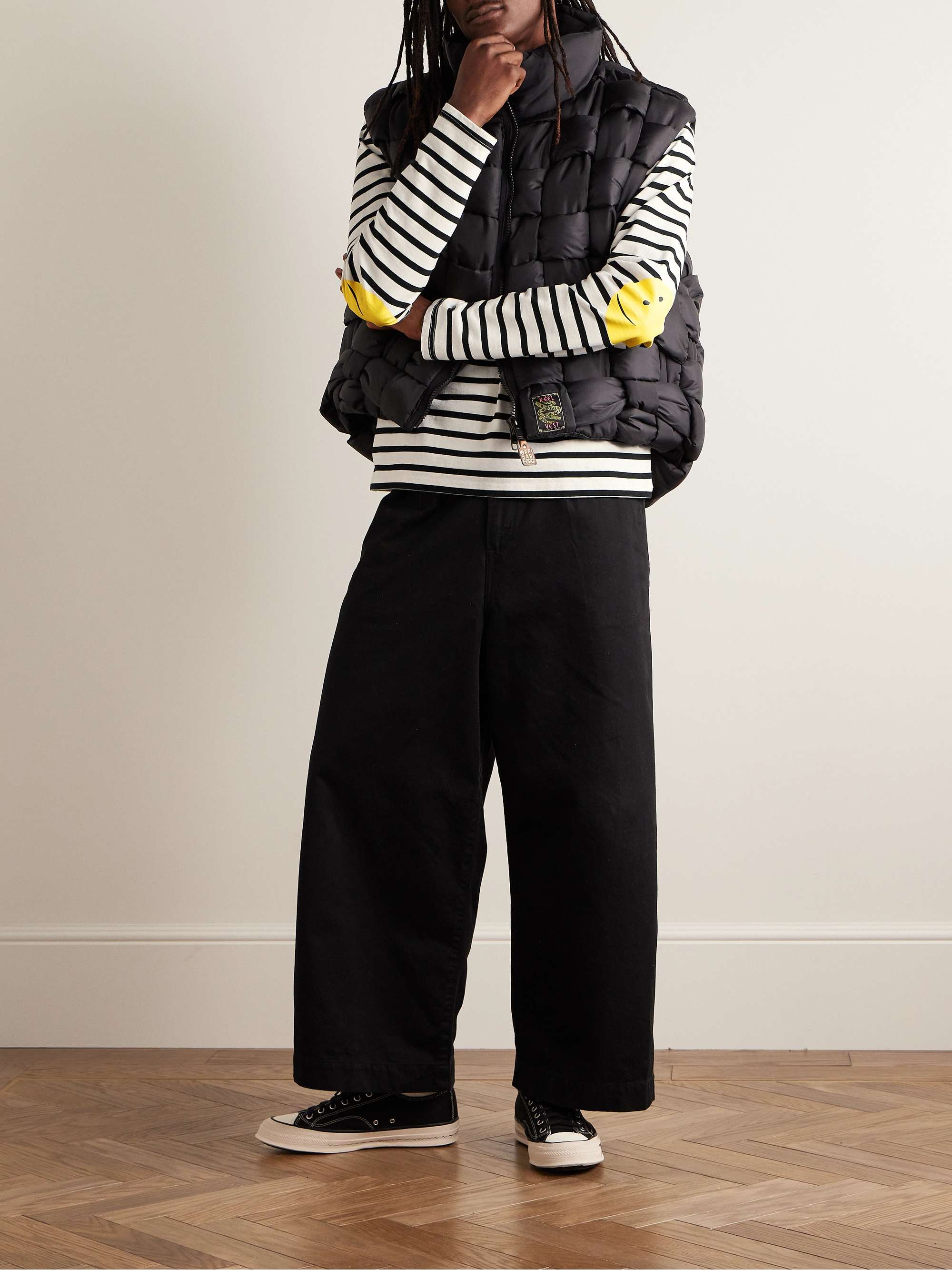Printed Striped Cotton-Jersey T-Shirt view
