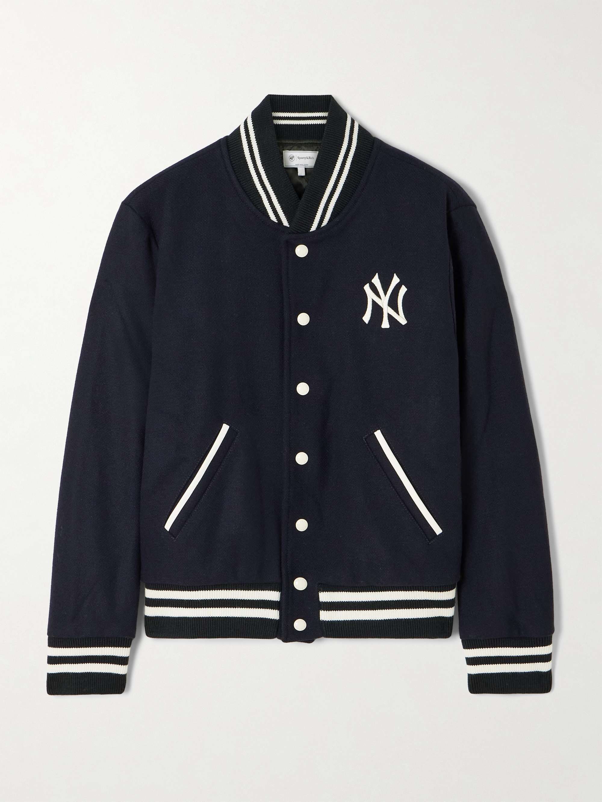 + '47 & The New York Yankees embroidered striped wool-blend varsity jacket hero visual