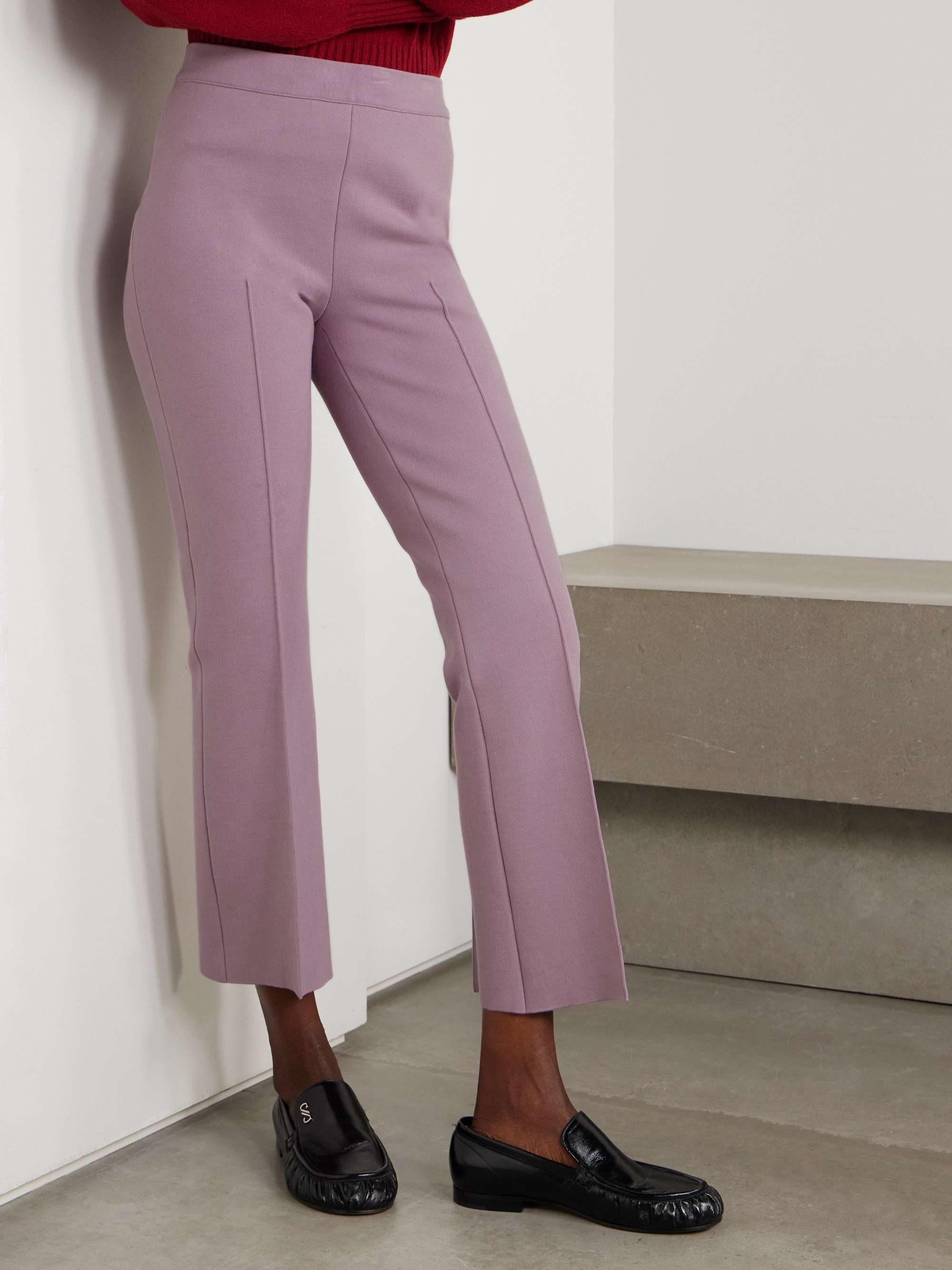 Cropped cotton-blend slim-leg pants view