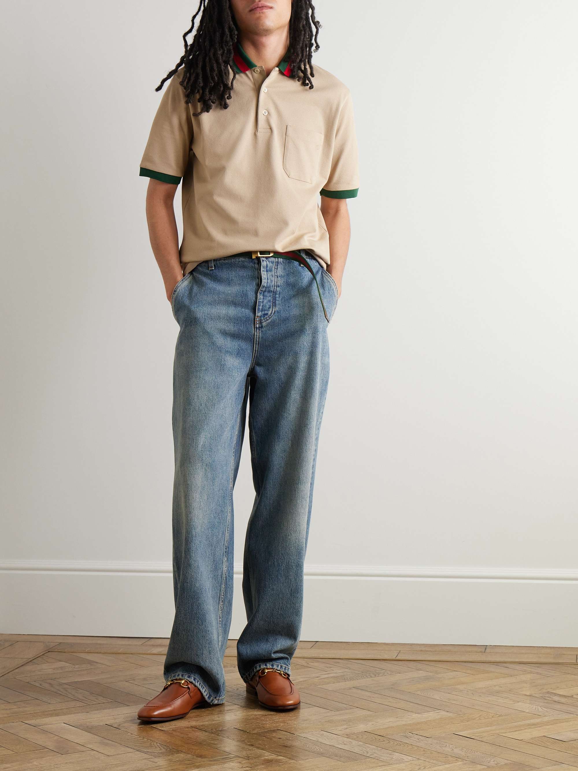 Logo-Embroidered Stretch-Cotton Piqué Polo Shirt view
