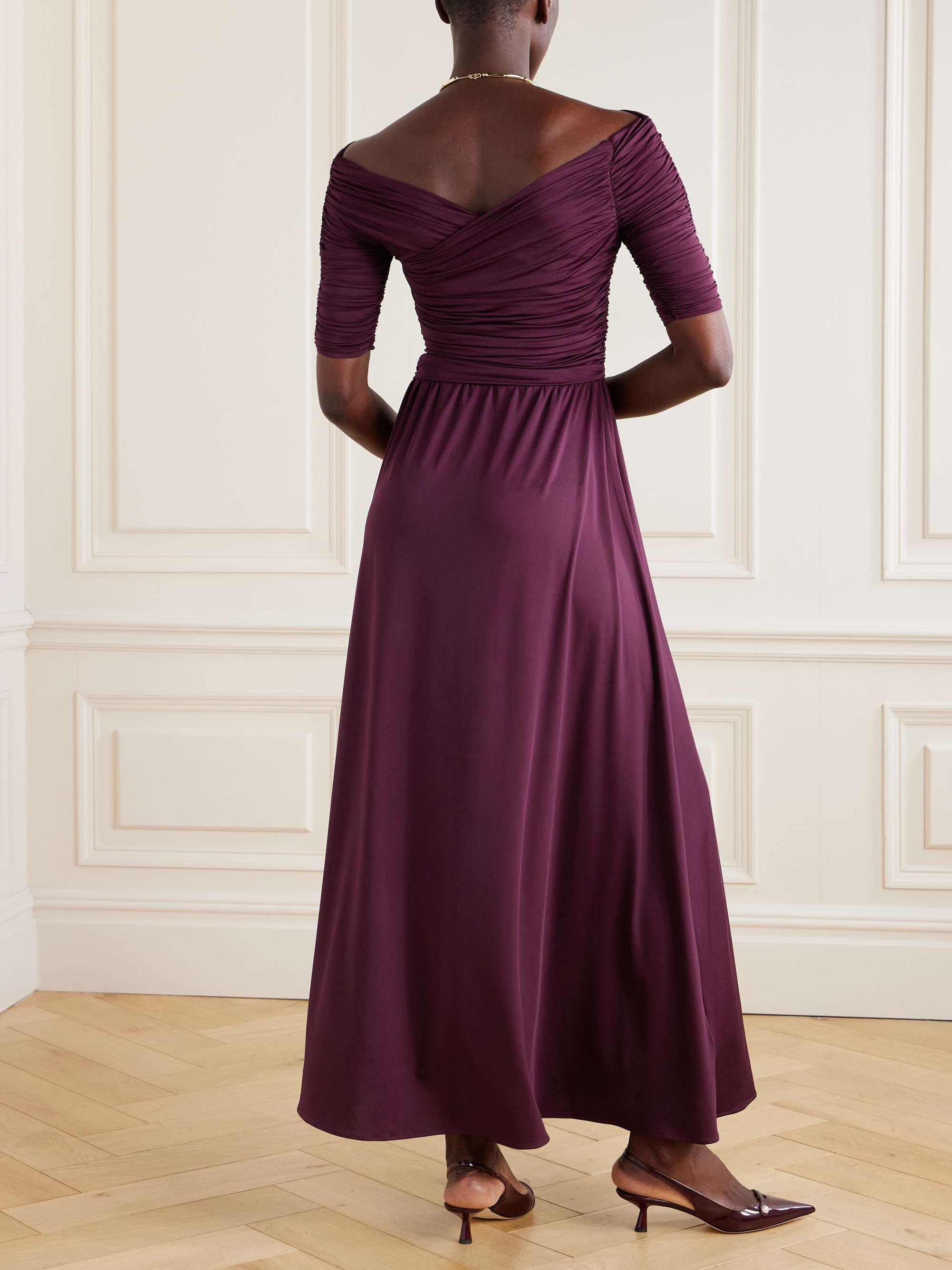 Char ruched wrap-effect recycled stretch-jersey maxi dress view