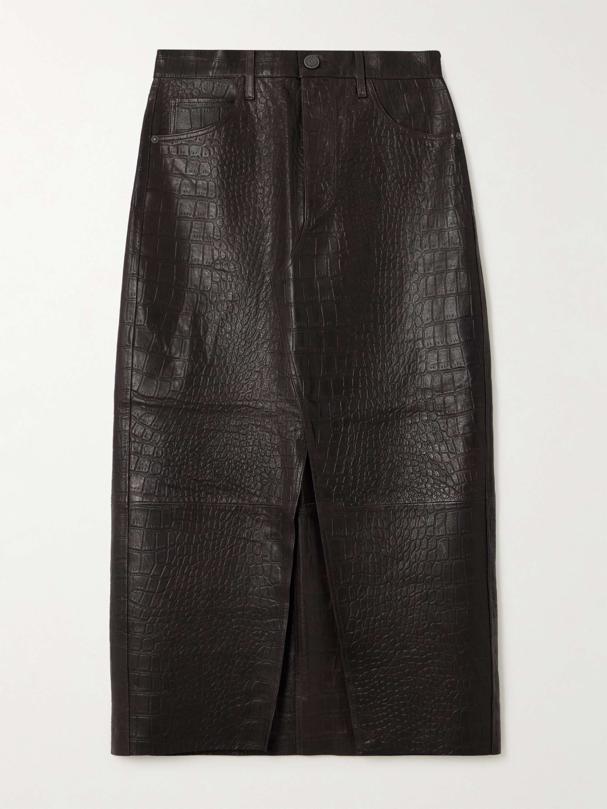 The Midaxi croc-effect leather midi skirt hero visual