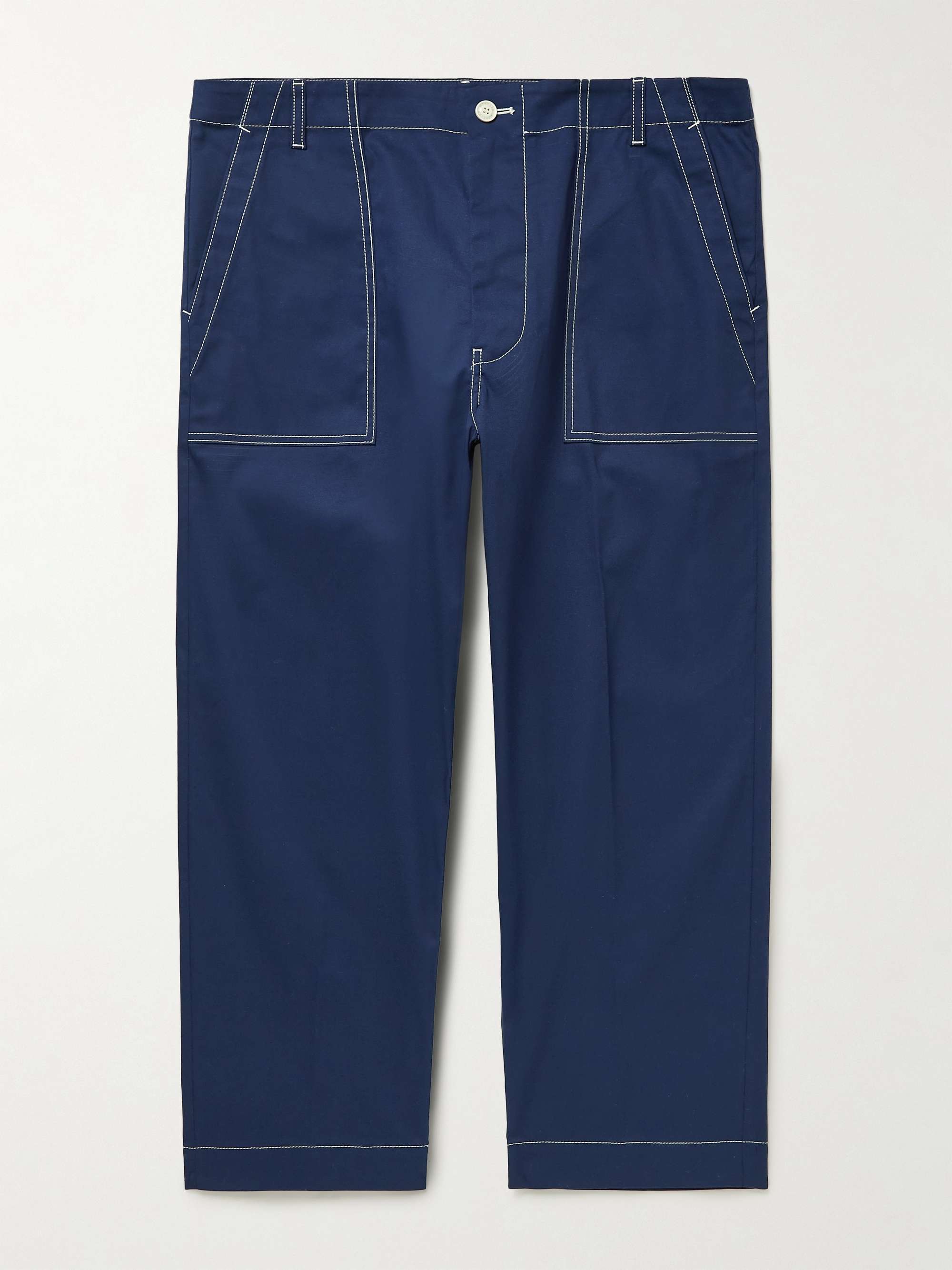 Straight-Leg Logo-Appliquéd Cotton-Blend Twill Trousers hero visual