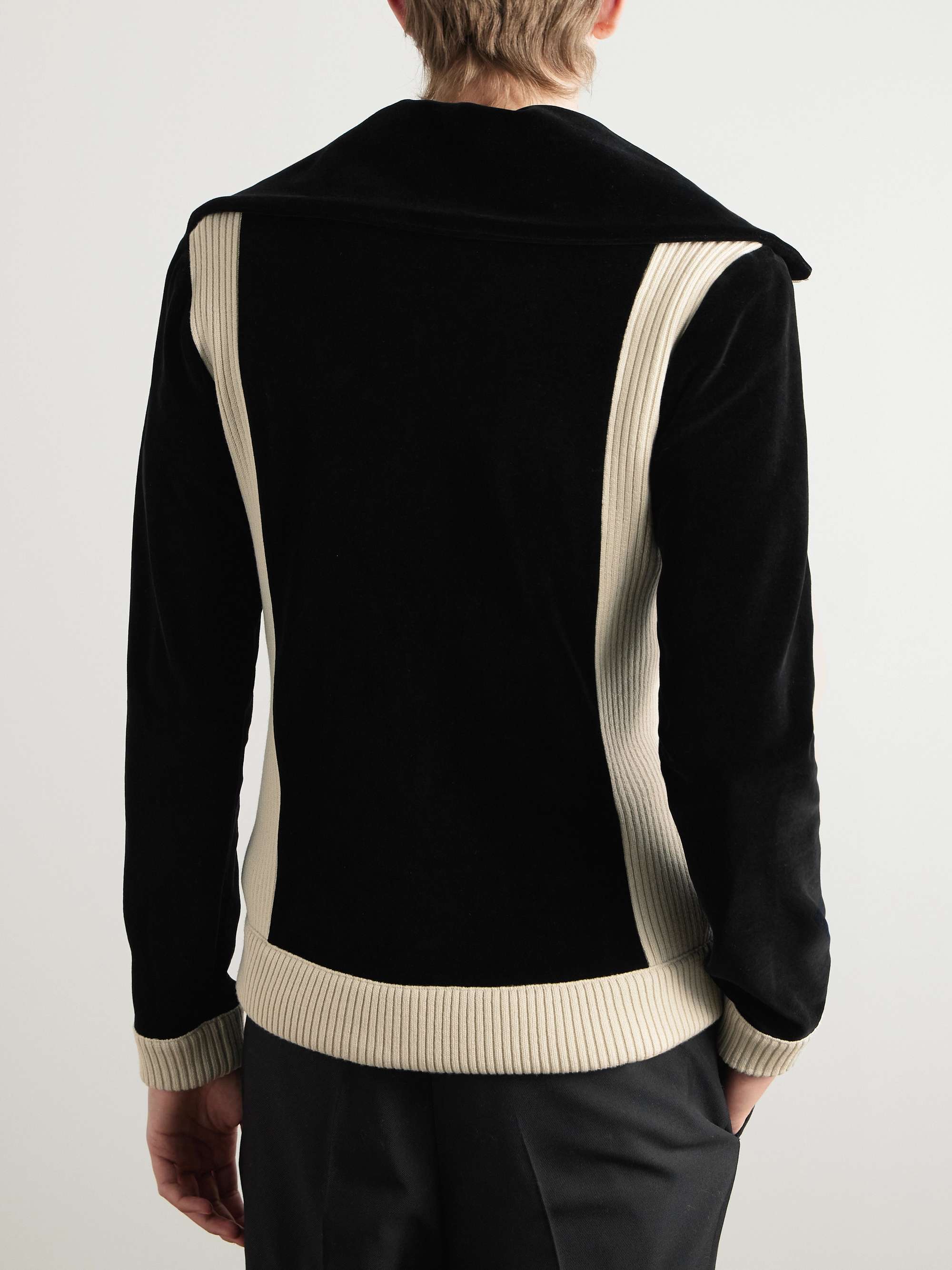 Slim-Fit Ribbed Wool-Trimmed Cotton-Blend Velour Track Jacket view