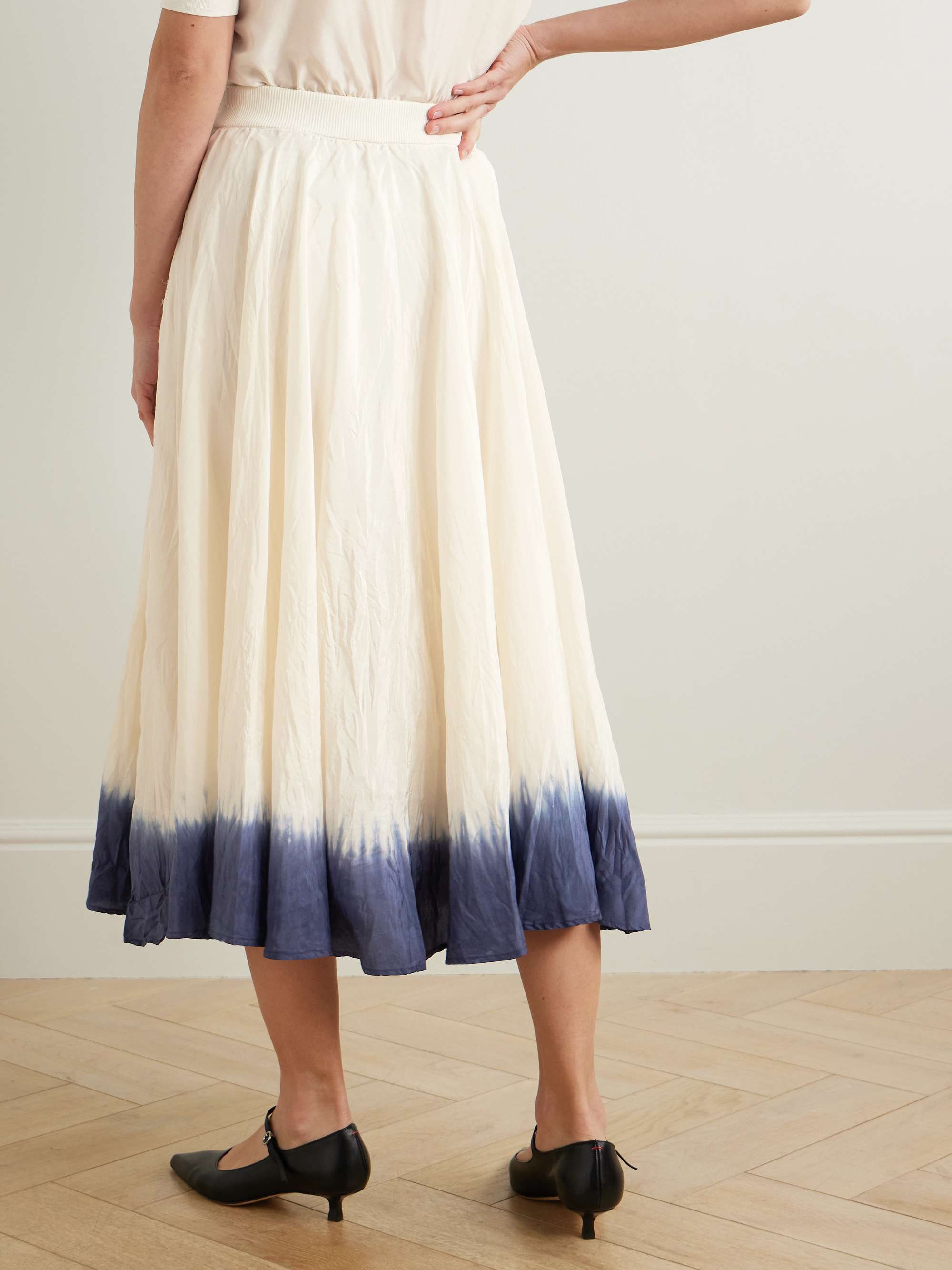 Pleated ombré silk-habotai midi skirt view