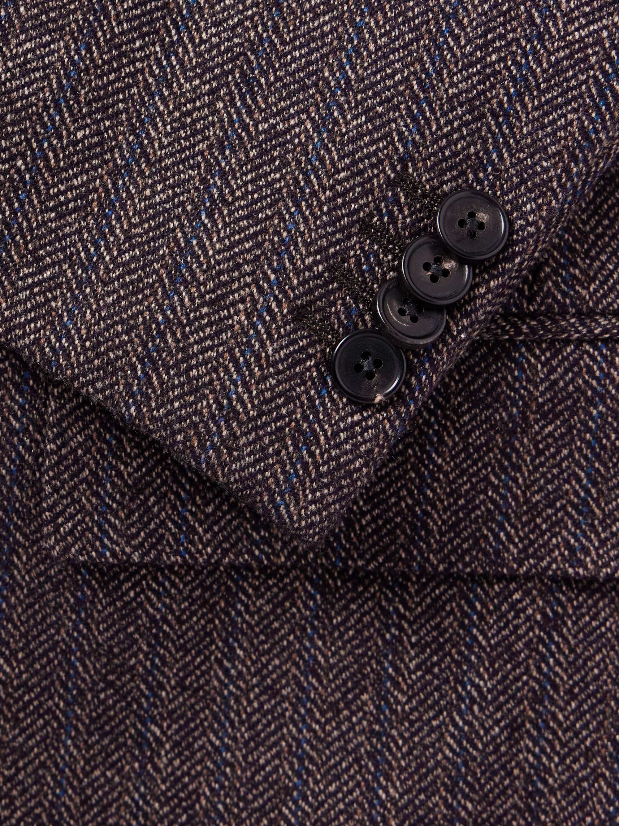Torino Pinstripe Herringbone Cashmere-Tweed Blazer view