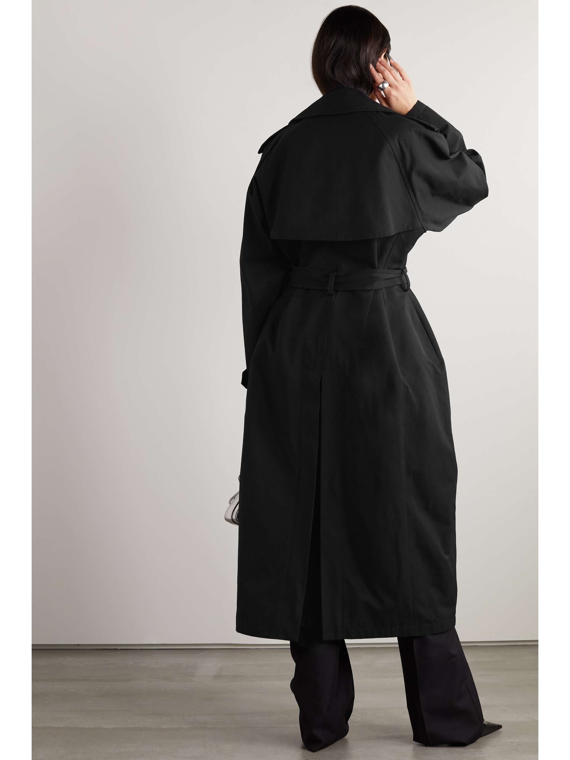 Hourglass oversized double-breasted wool and cotton-blend trench coat view