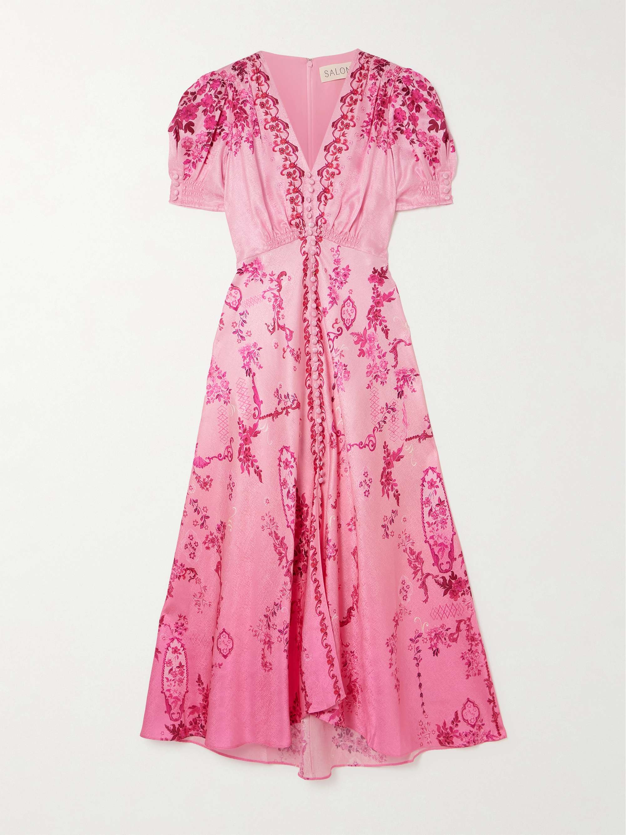 Lea printed silk-satin midi dress hero visual