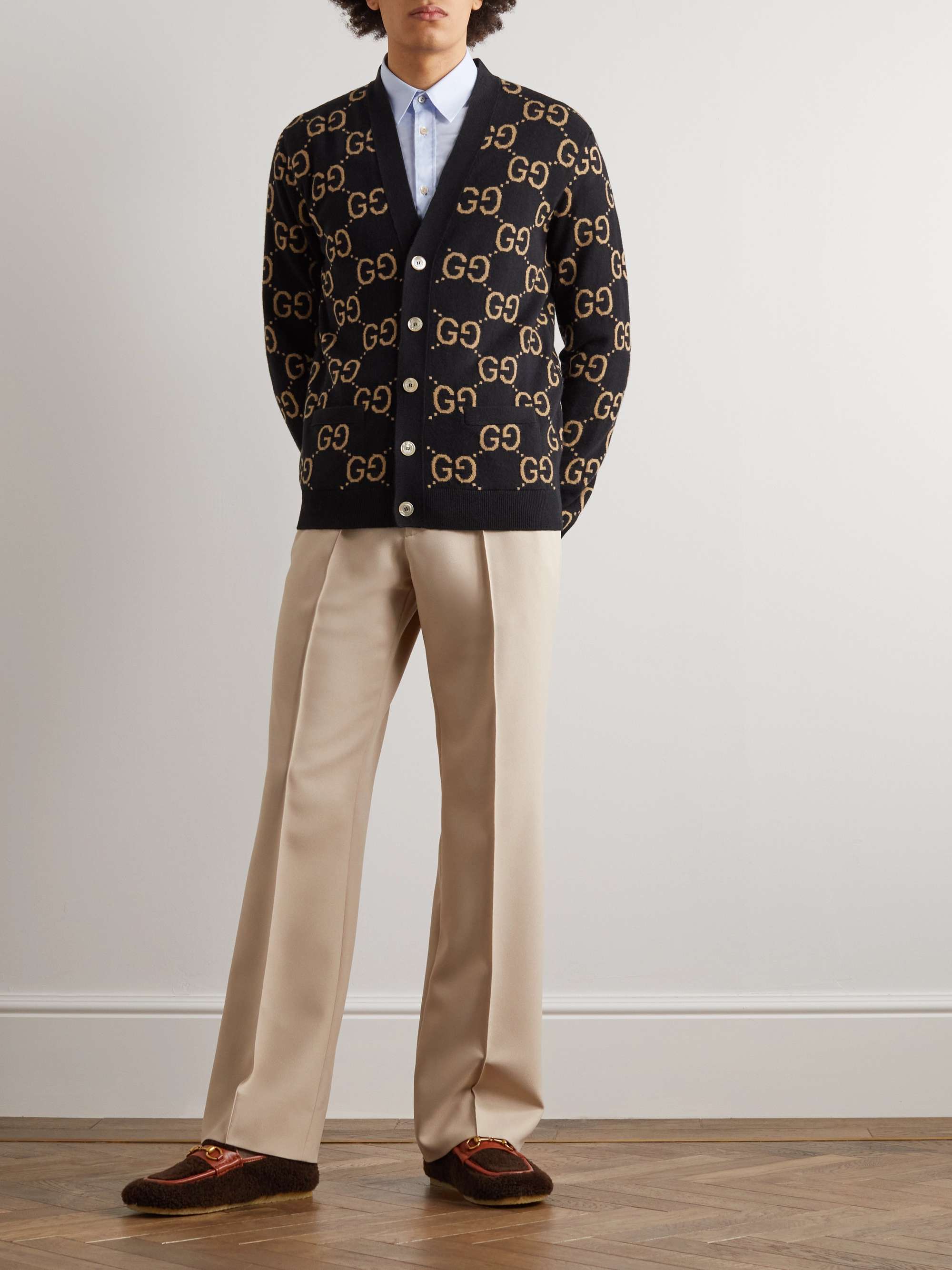 Monogrammed Wool-Jacquard Cardigan view