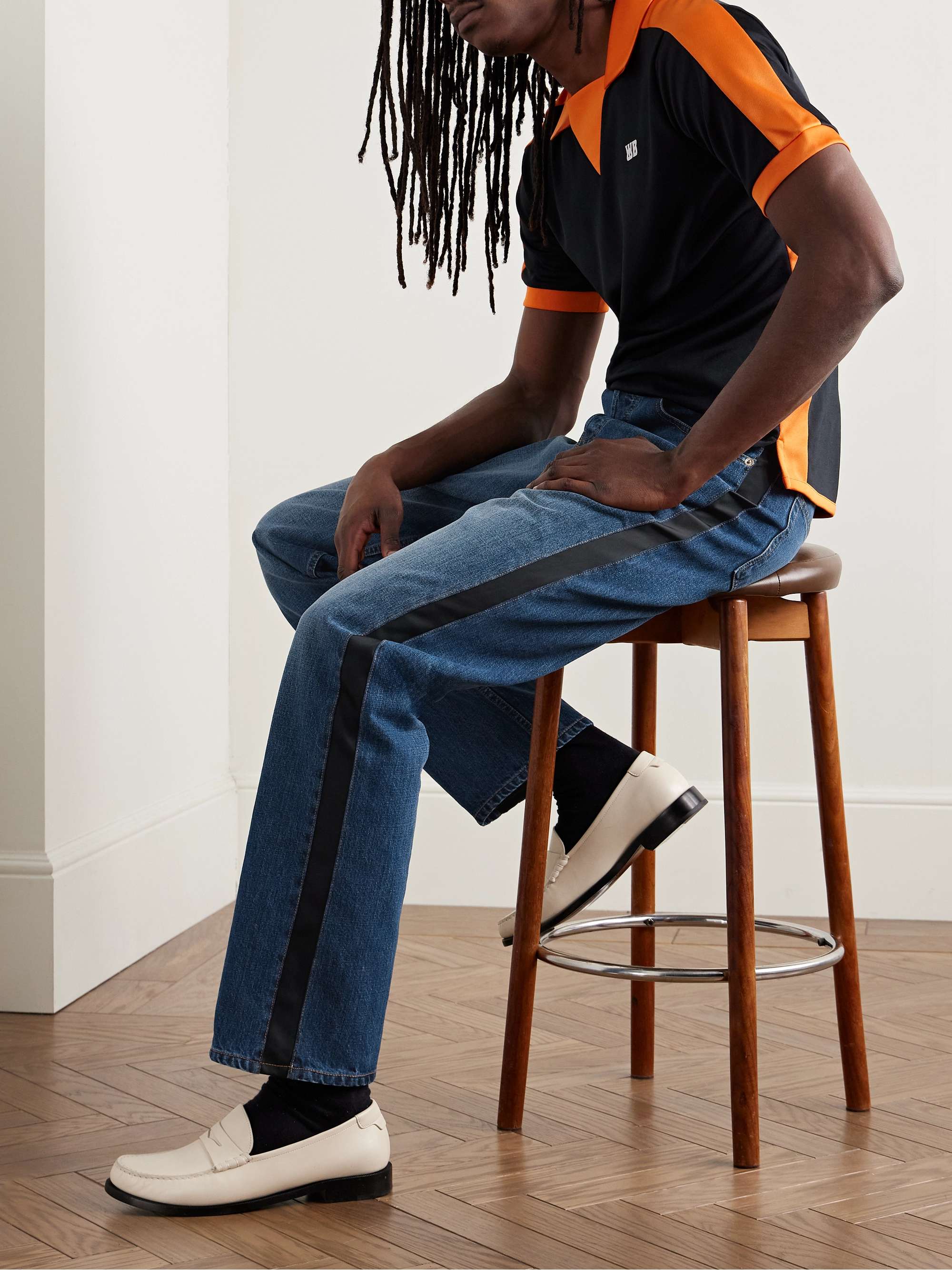 Echo Straight-Leg Satin-Trimmed Jeans view