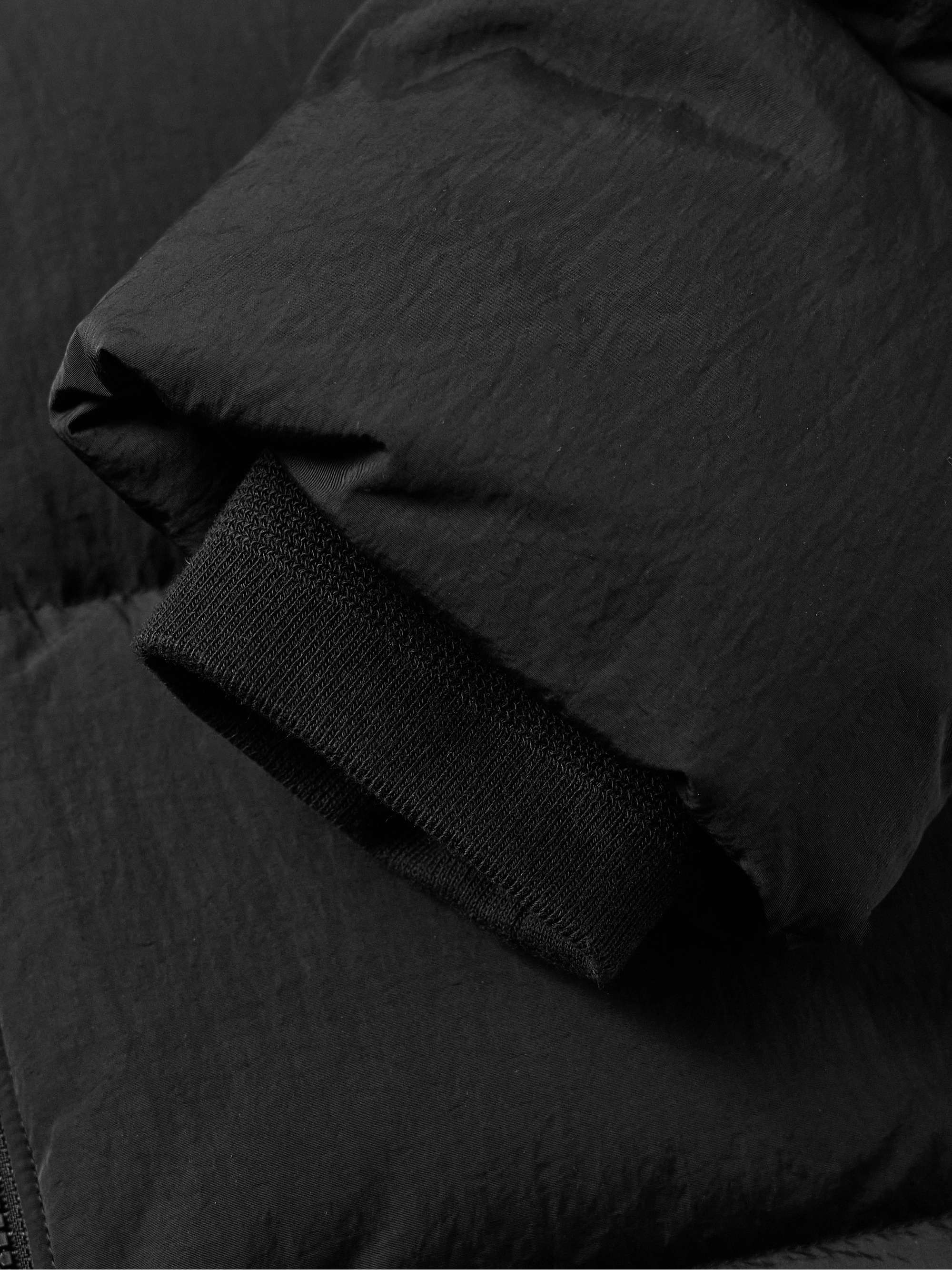 Convertible Quilted Crinkled-Shell Hooded Down Jacket view