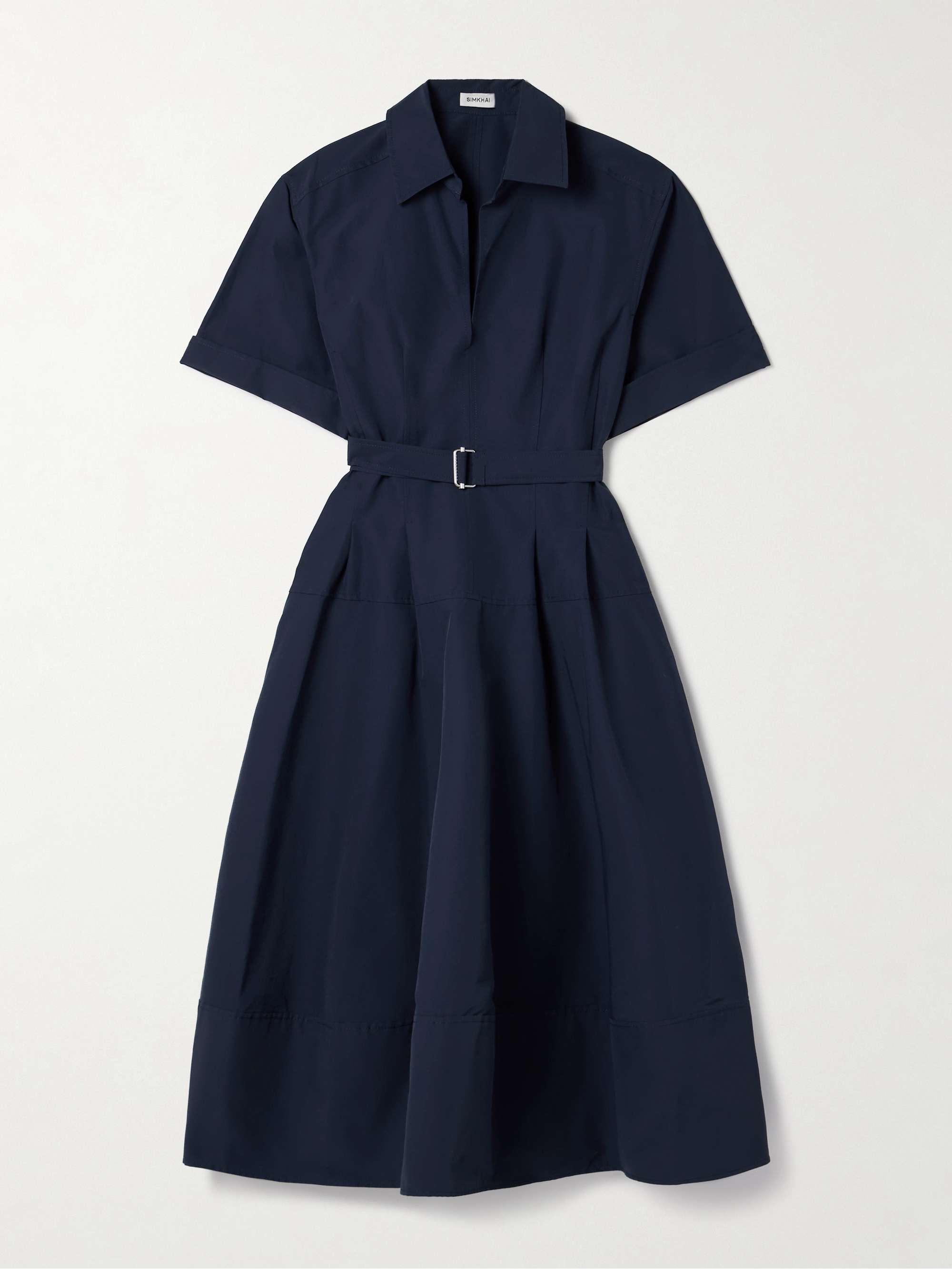 Deanna belted cotton-blend faille midi shirt dress hero visual