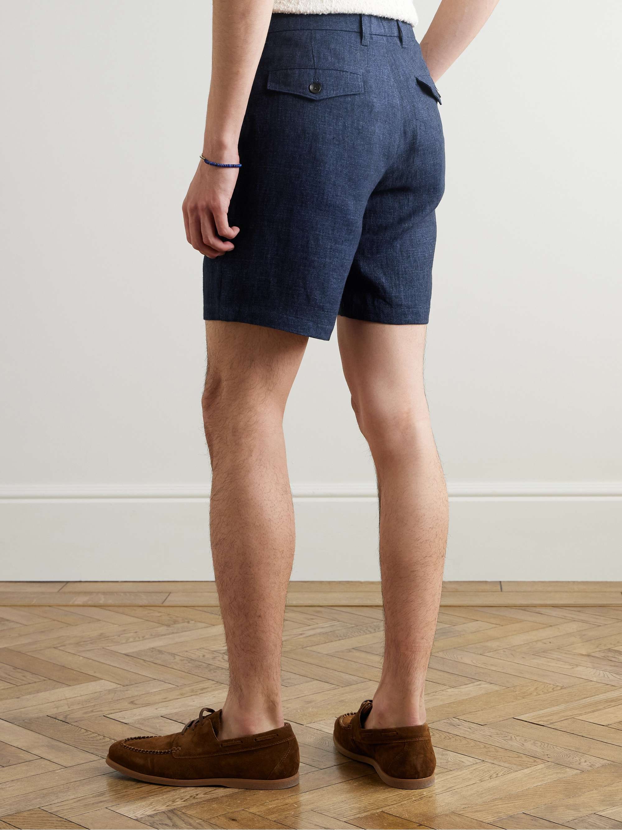 Straight-Leg Linen-Chambray Bermuda Shorts view