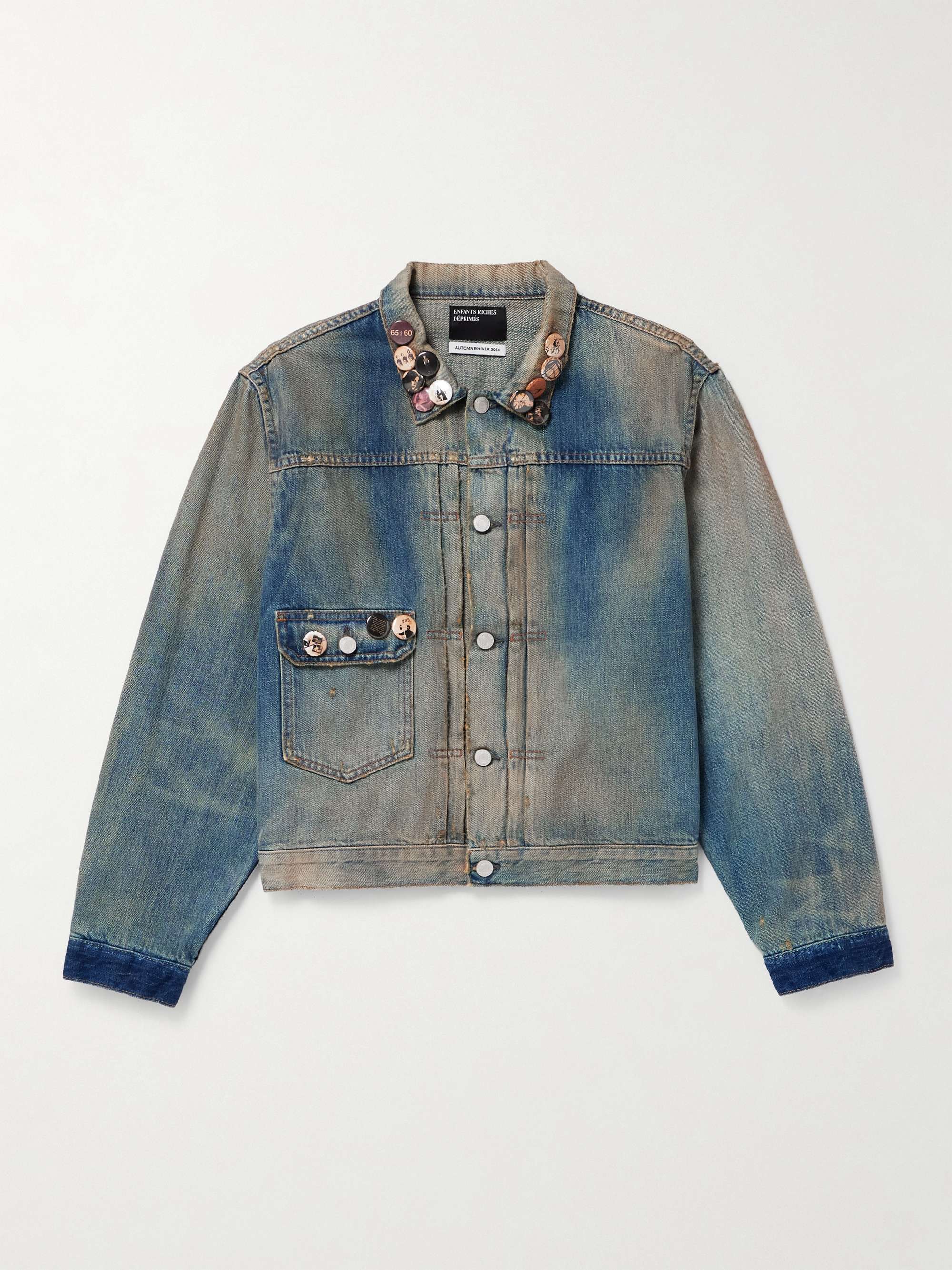 Appliquéd Distressed Panelled Denim Jacket hero visual