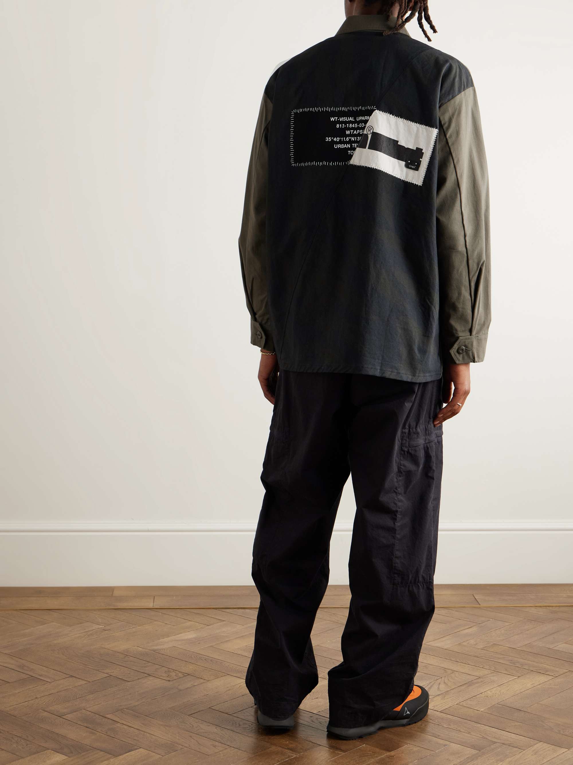 Veiny Appliquéd Embroidered Cotton-Twill and Printed Ripstop Overshirt view