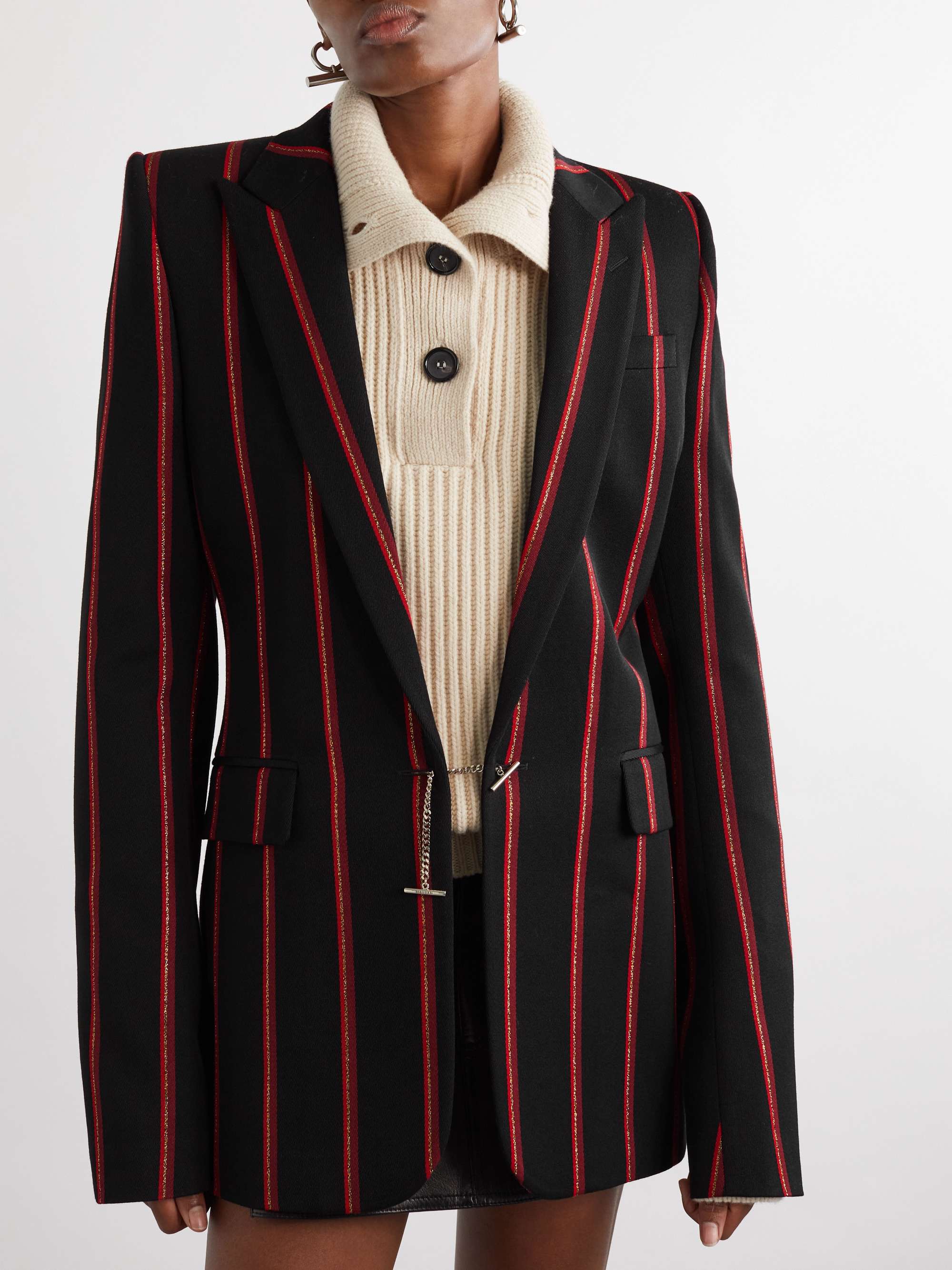 Metallic striped wool-twill blazer view