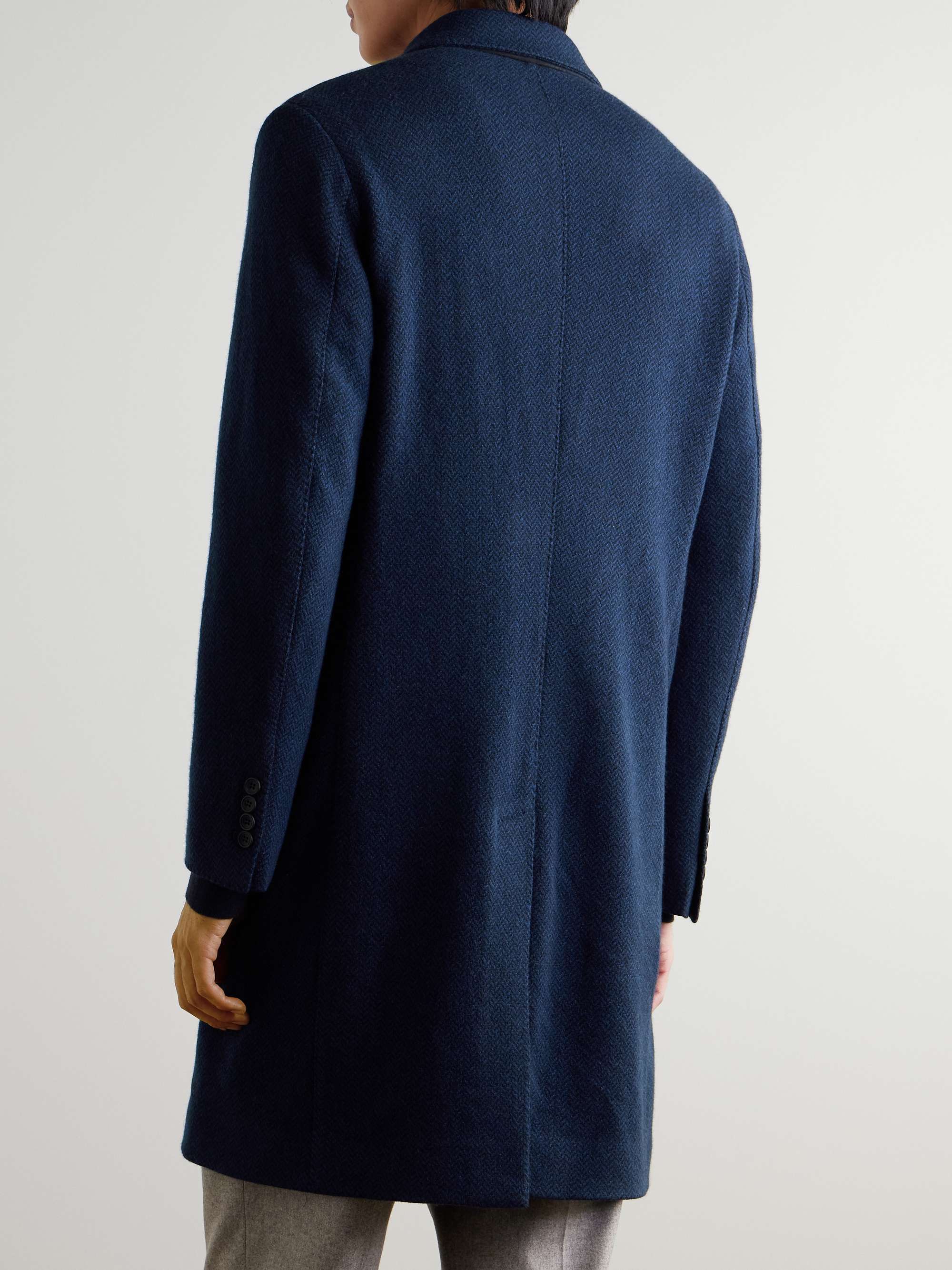 Double-Breasted Herringbone Cashmere Coat view