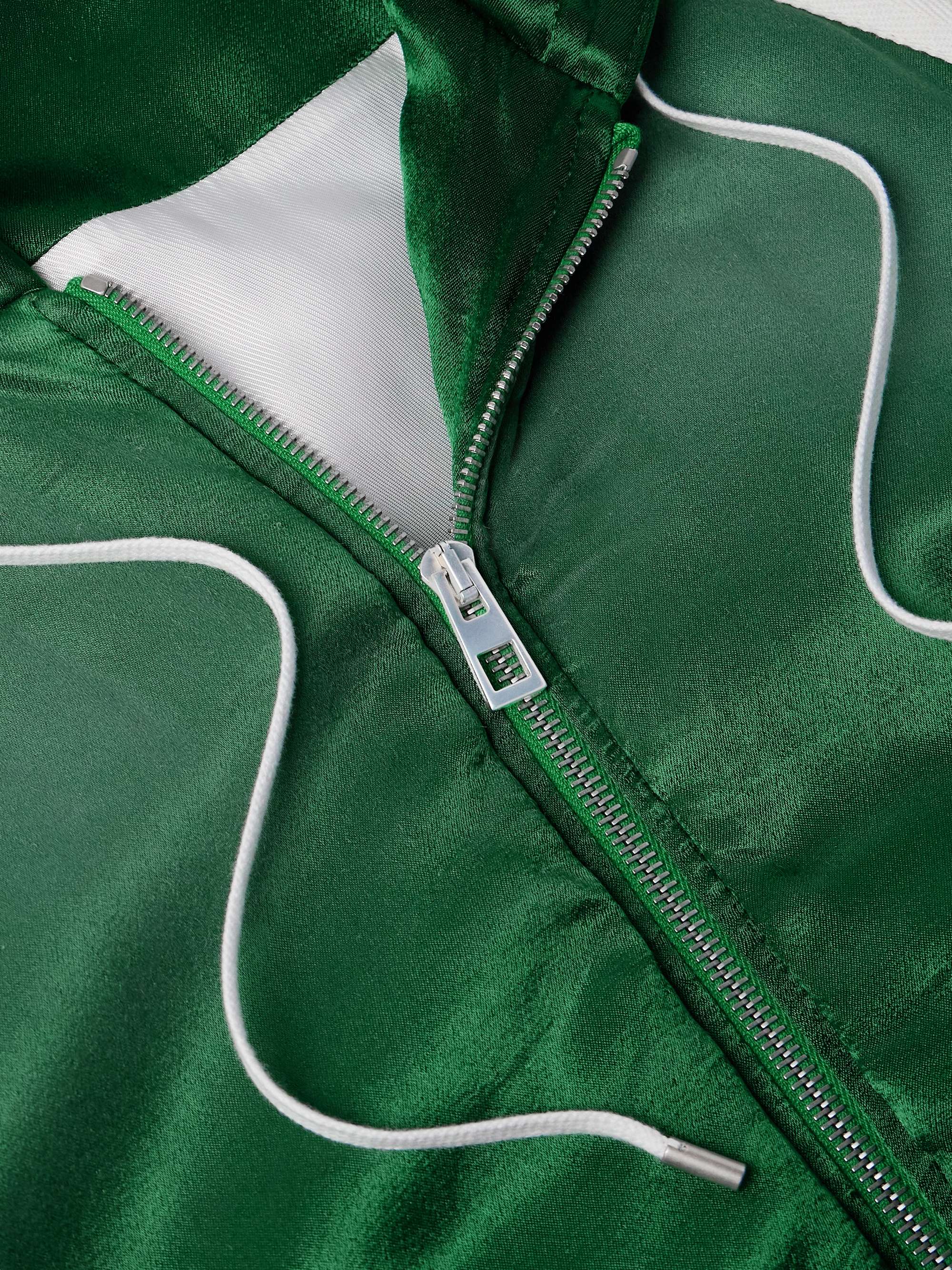 Oversized Grosgrain-Trimmed Padded Satin Hooded Track Jacket view