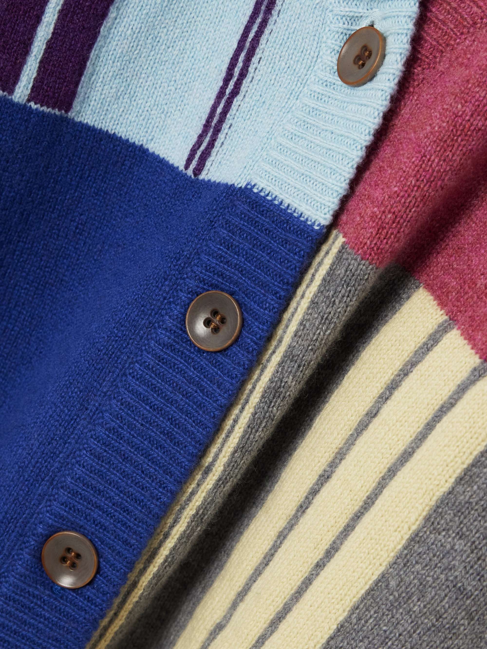Color-block striped cashmere cardigan view