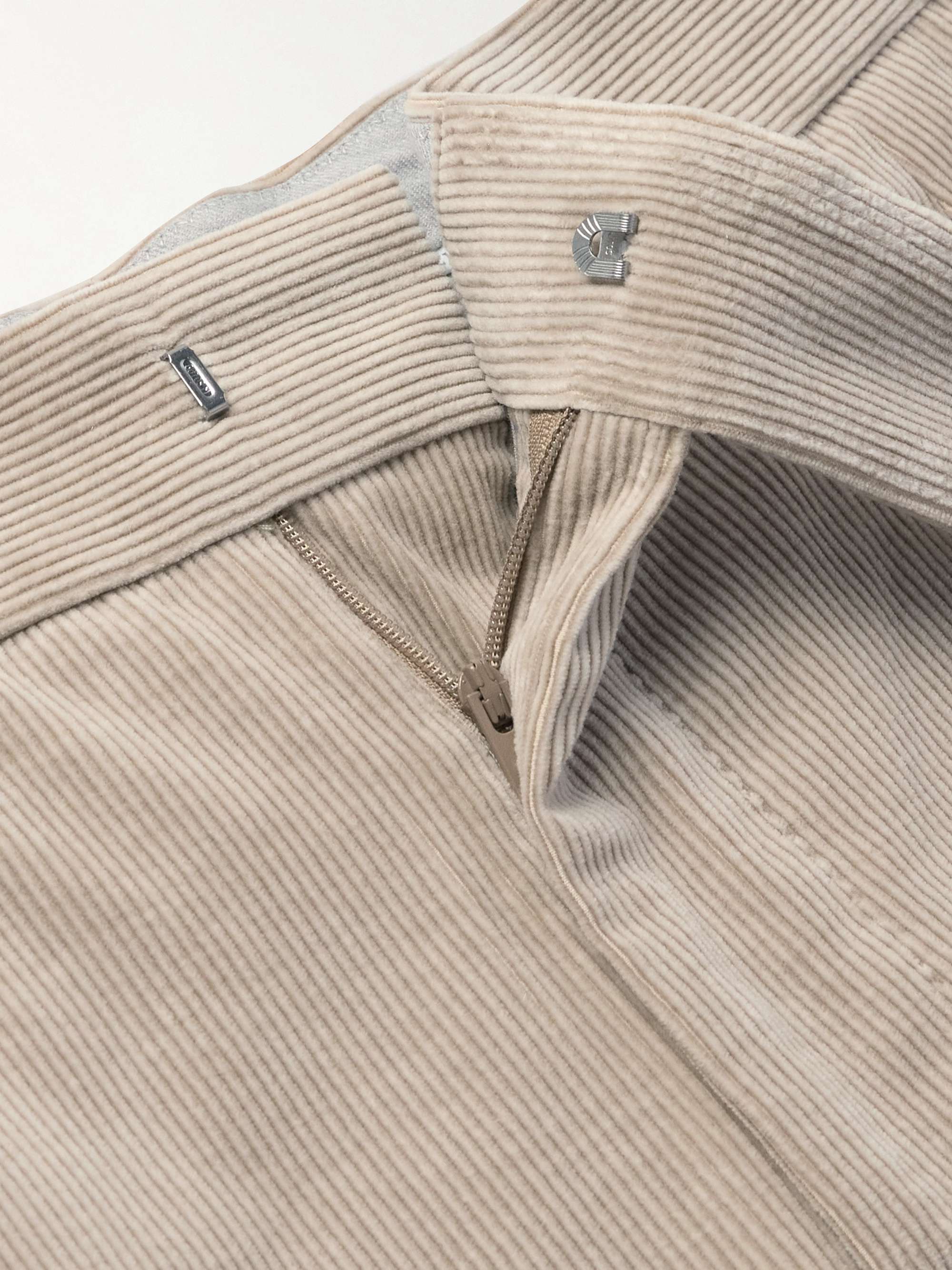 Straight-Leg Pleated Cotton-Blend Corduroy Suit Trousers view
