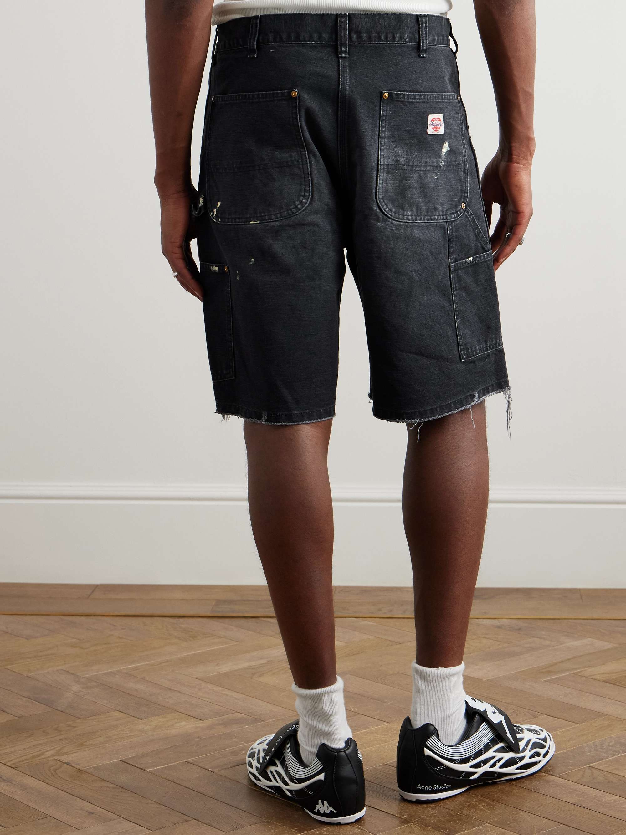 Straight-Leg Distressed Cotton Shorts view