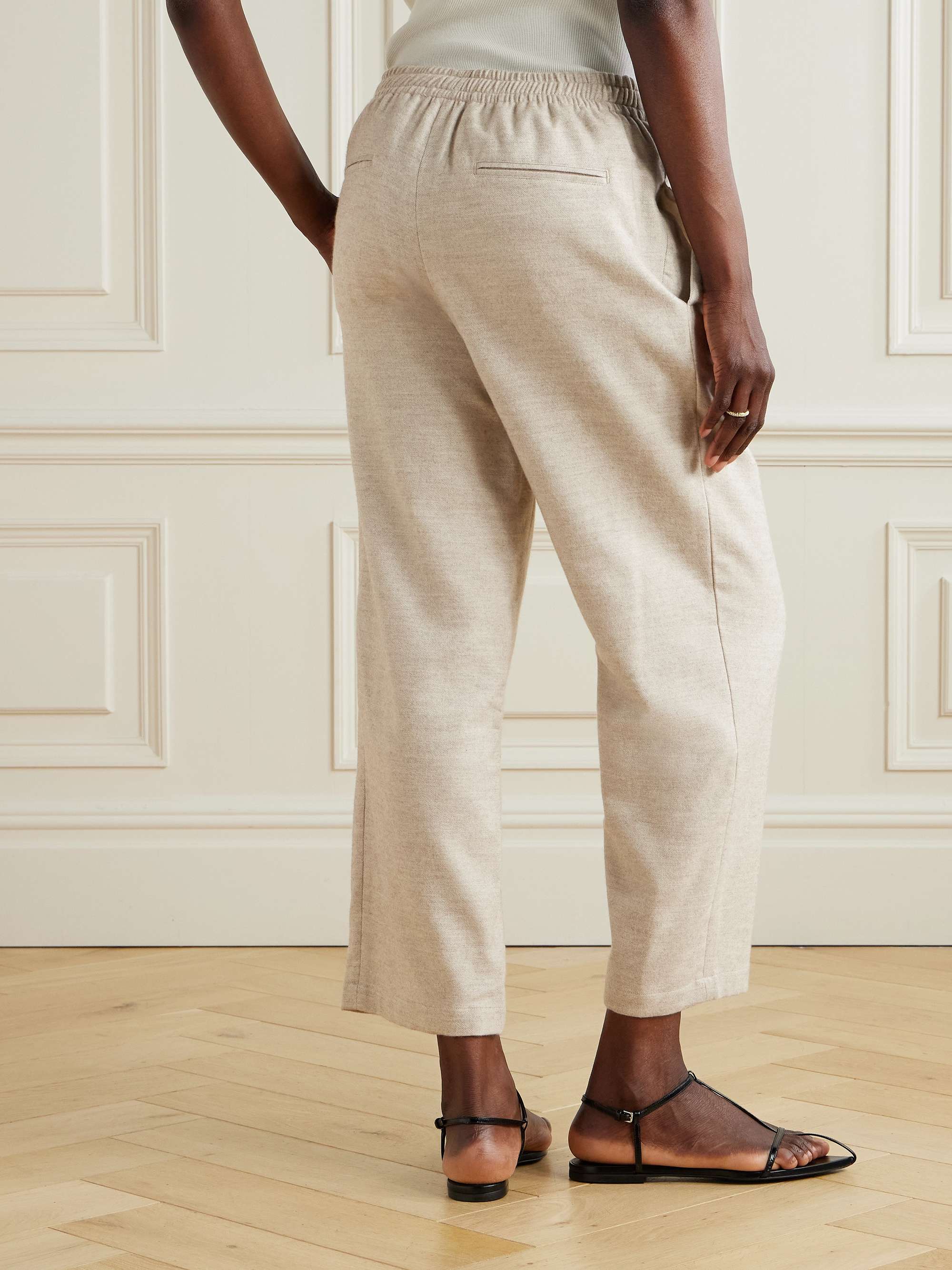 Cosy pleated organic cotton and wool-blend straight-leg pants view