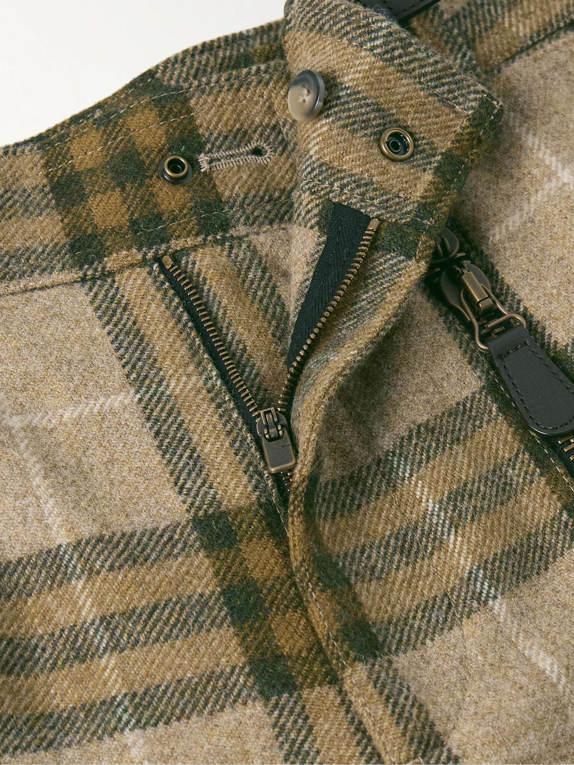 Straight-Leg Zip-Detailed Checked Wool Trousers view