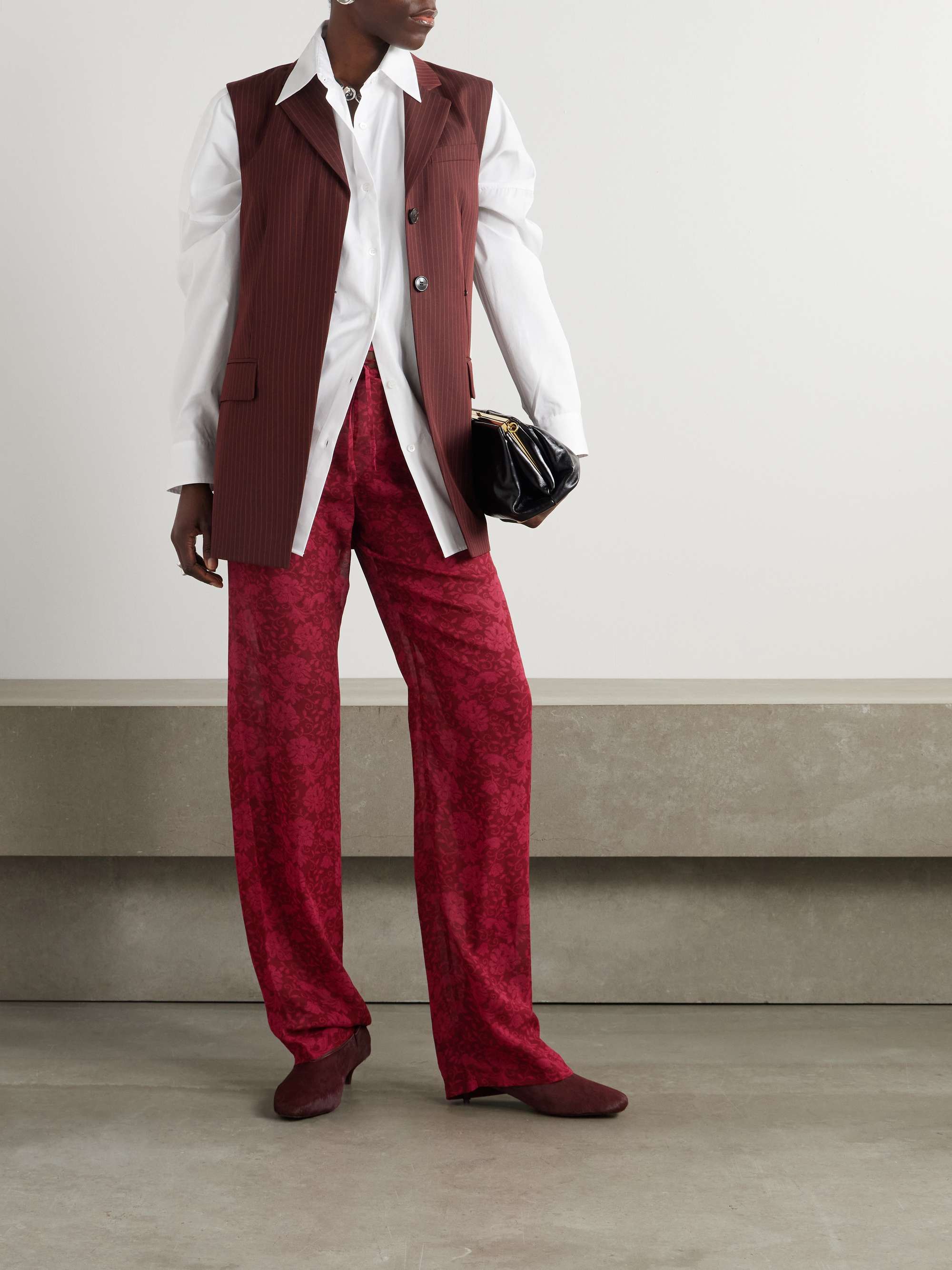 Floral-print satin straight-leg pants view